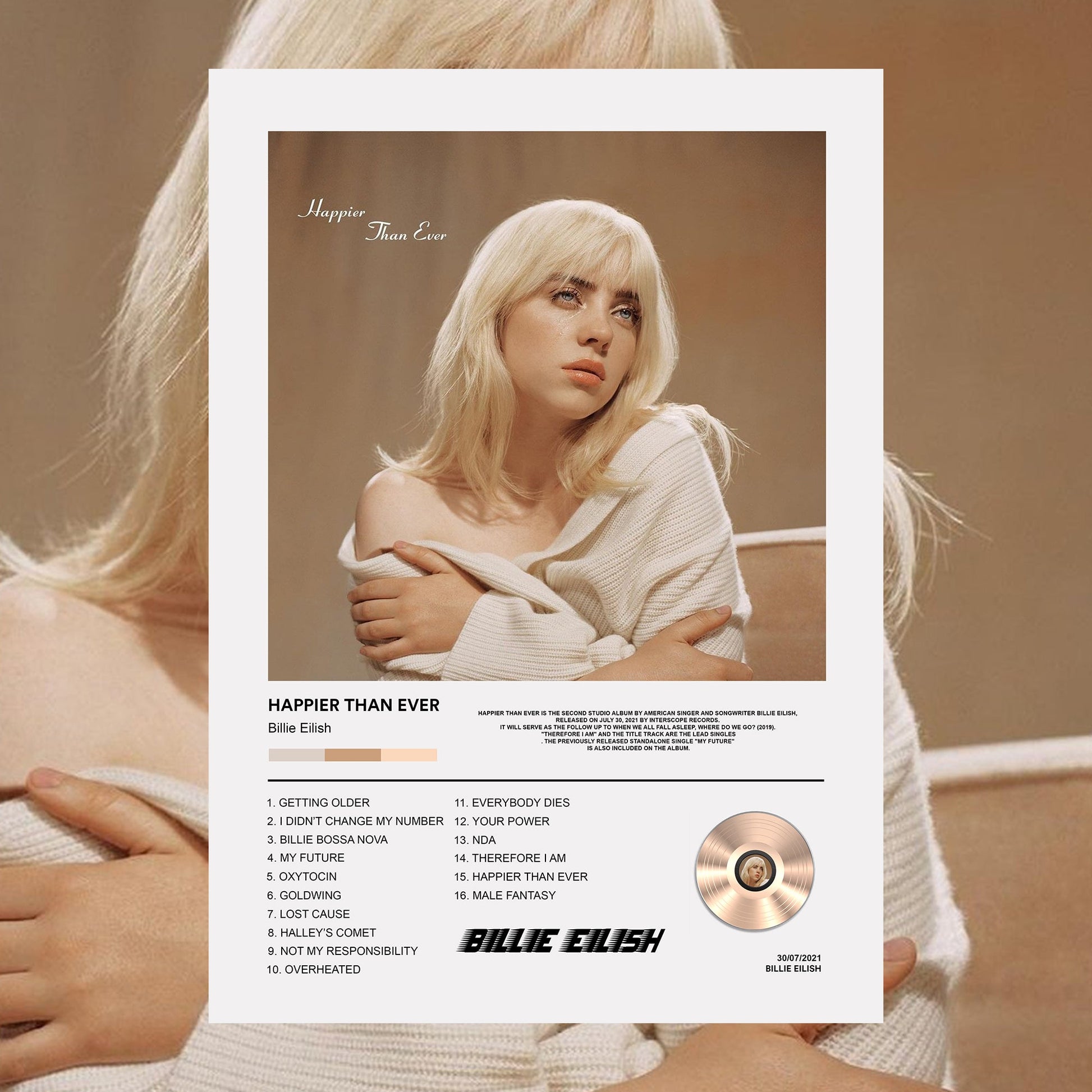 Billie Eilish Happier Than Ever Album Poster - rsdesignstudio