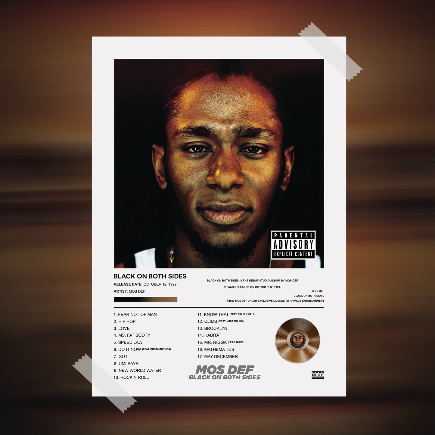 Mos Def Black On Both Sides Album Poster - rsdesignstudio