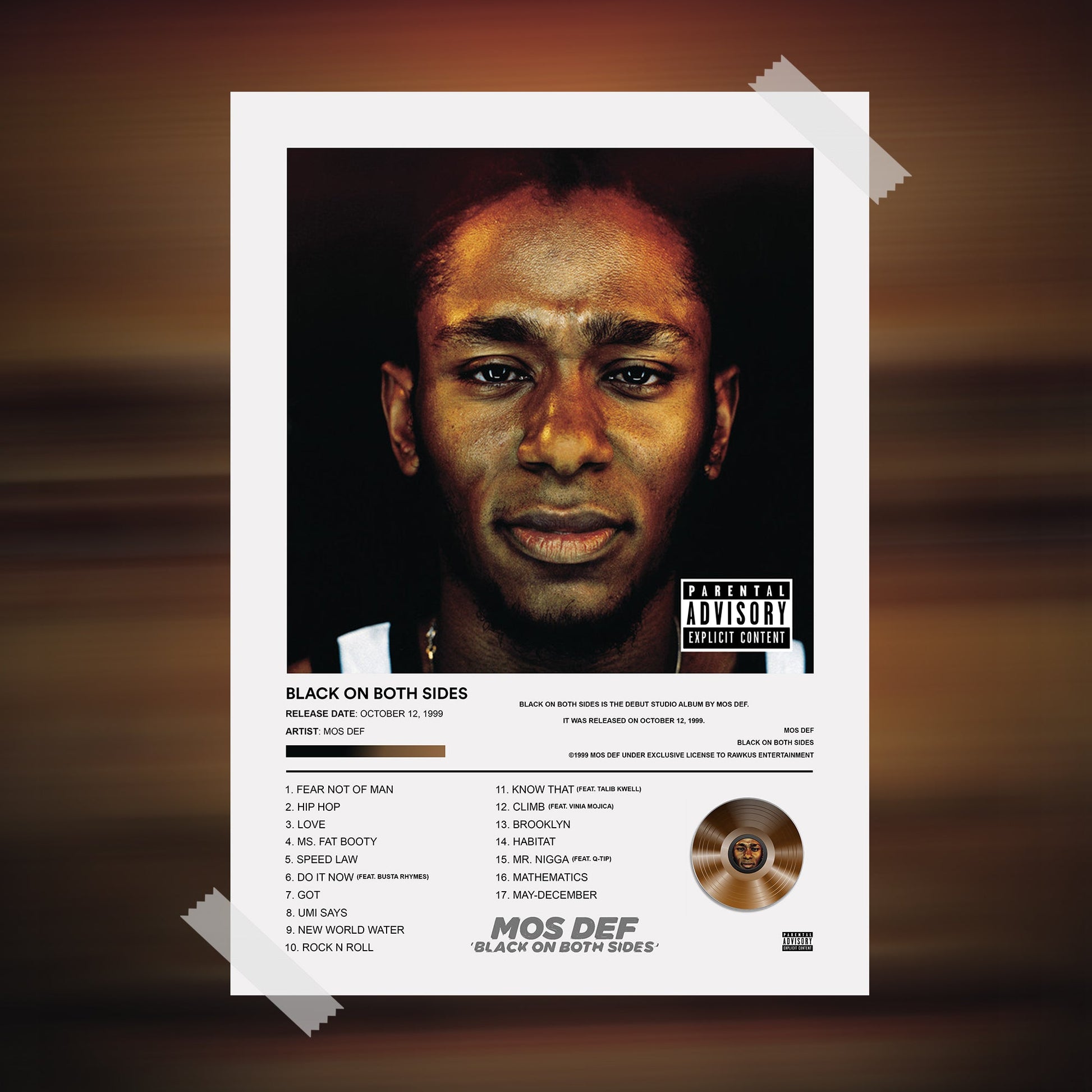 Mos Def Black On Both Sides Album Poster - rsdesignstudio