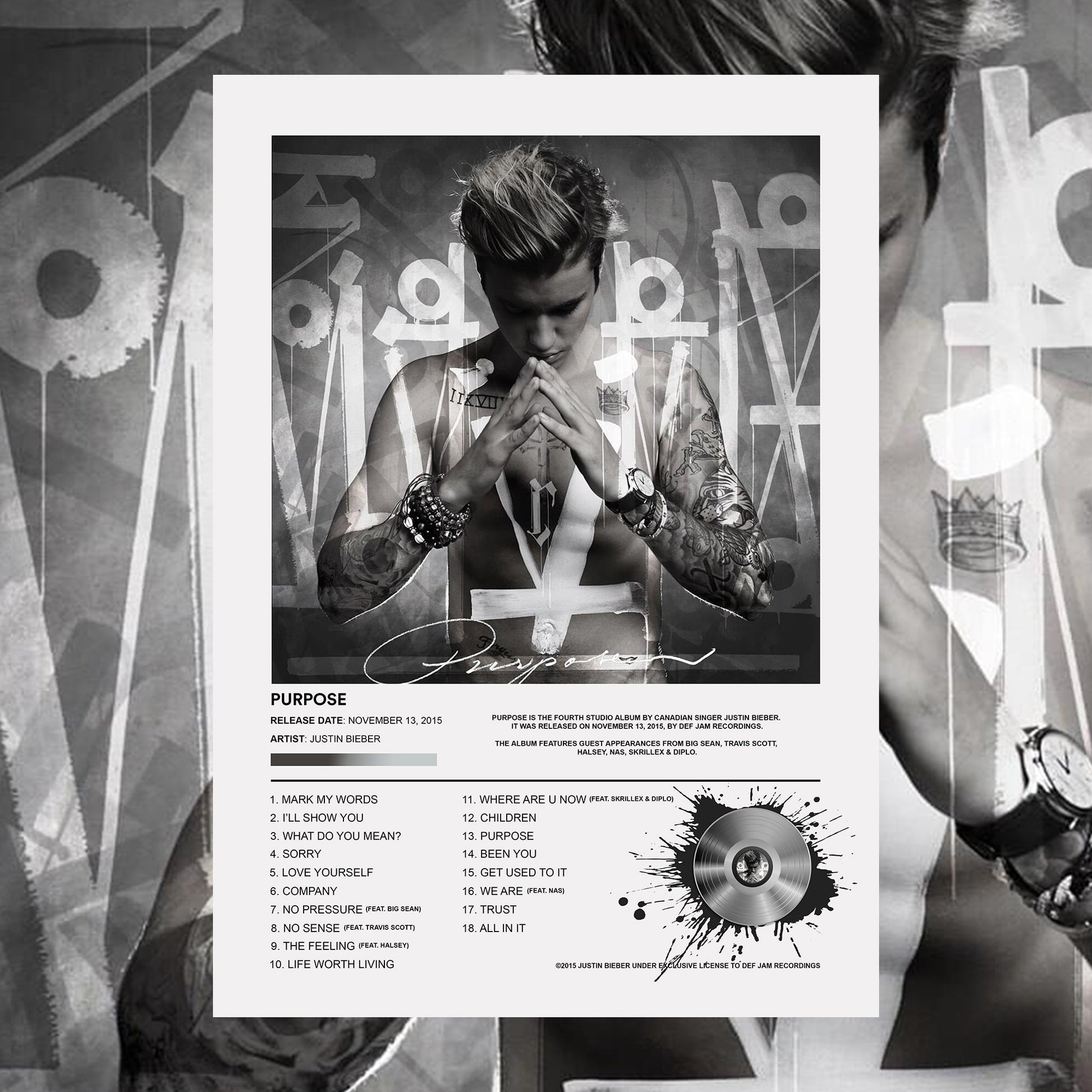 Justin Bieber Purpose Album Poster - rsdesignstudio