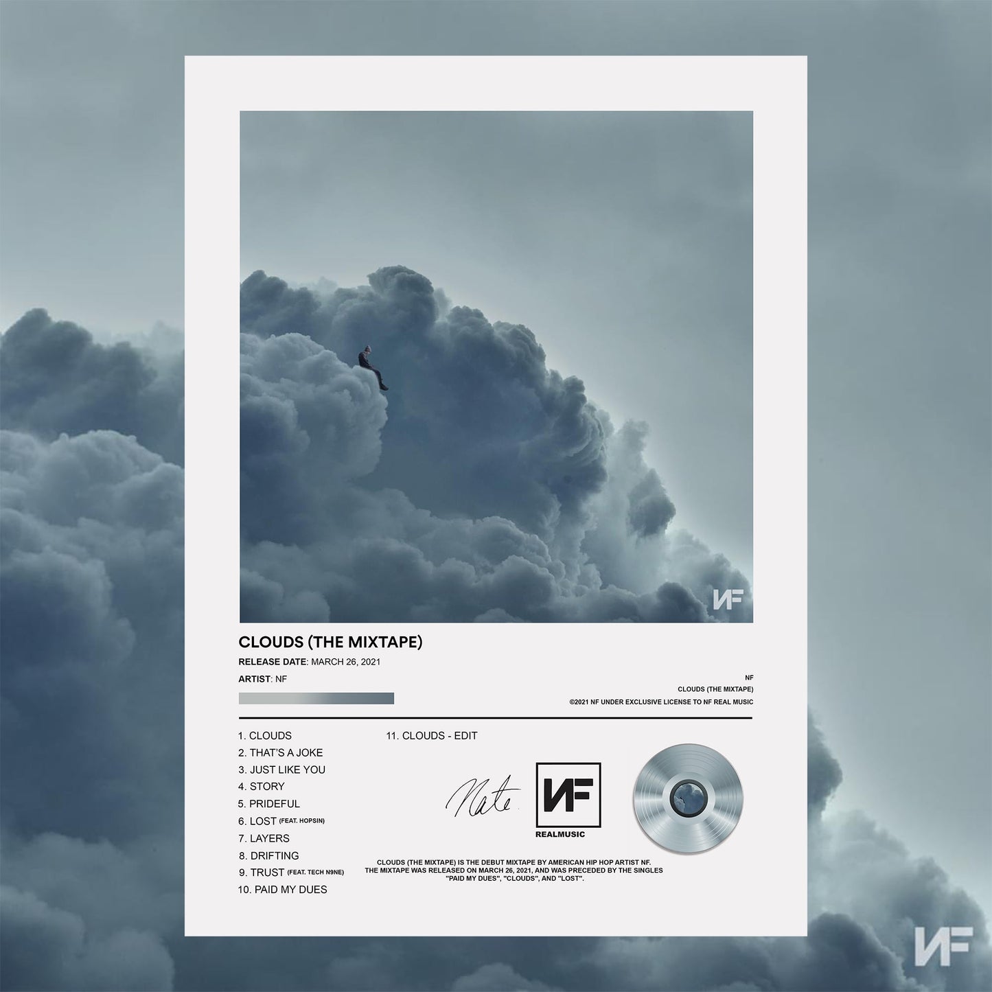 NF Clouds (The Mixtape) Album Poster - rsdesignstudio