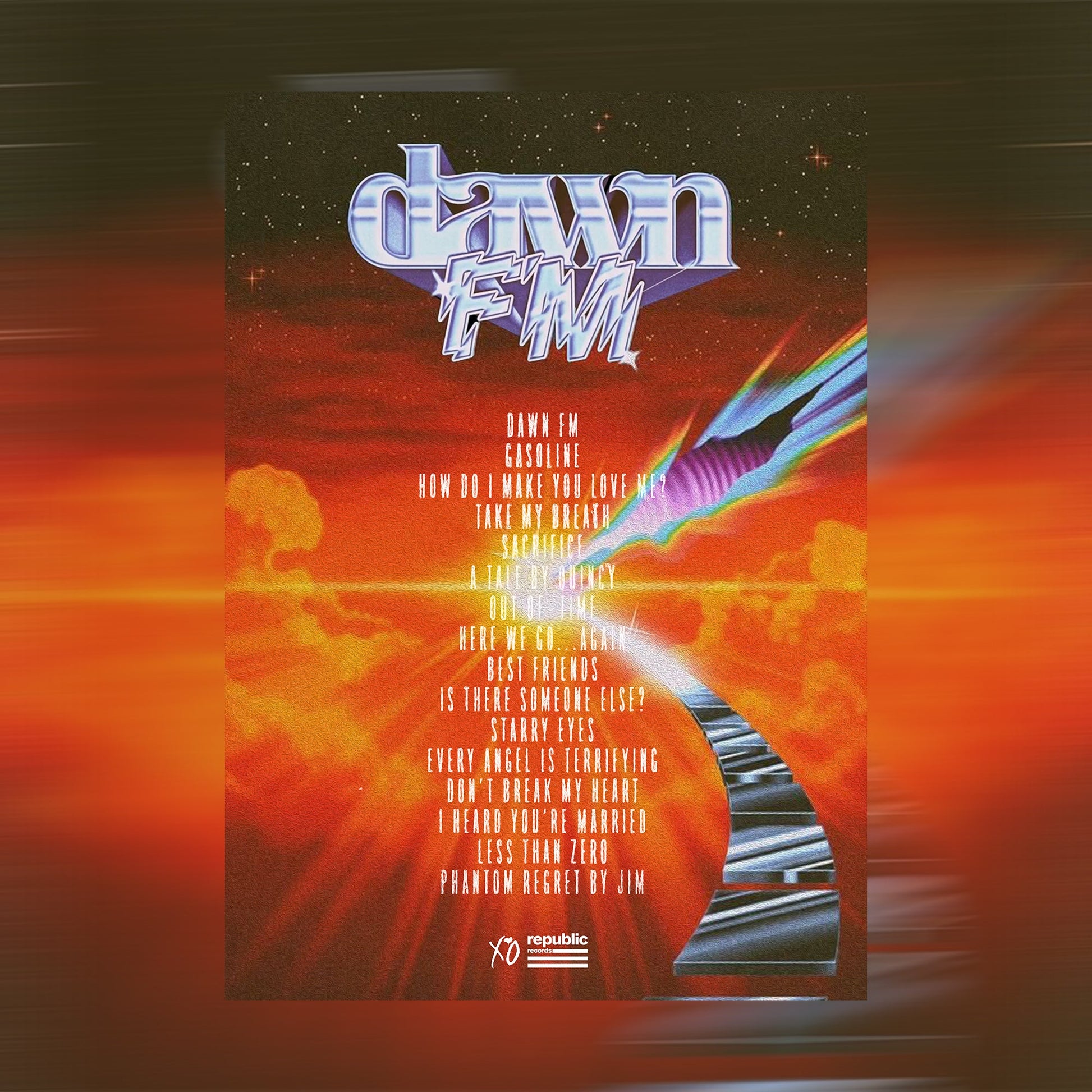 The Weeknd Dawn FM Tracklist Poster - rsdesignstudio
