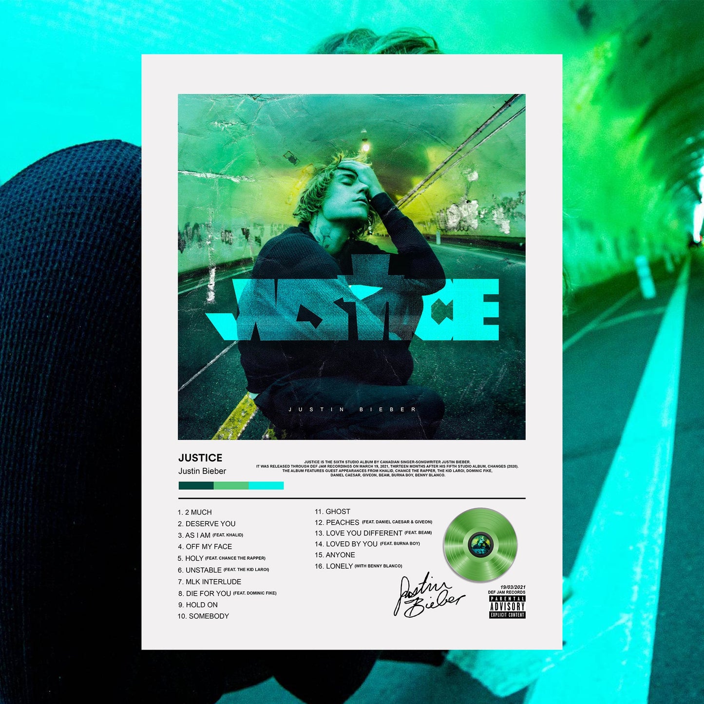 Justin Bieber Justice Album Poster - rsdesignstudio