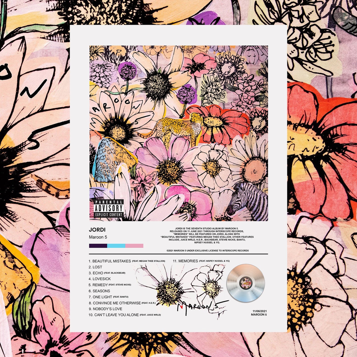 Maroon 5 JORDI Album Poster - rsdesignstudio