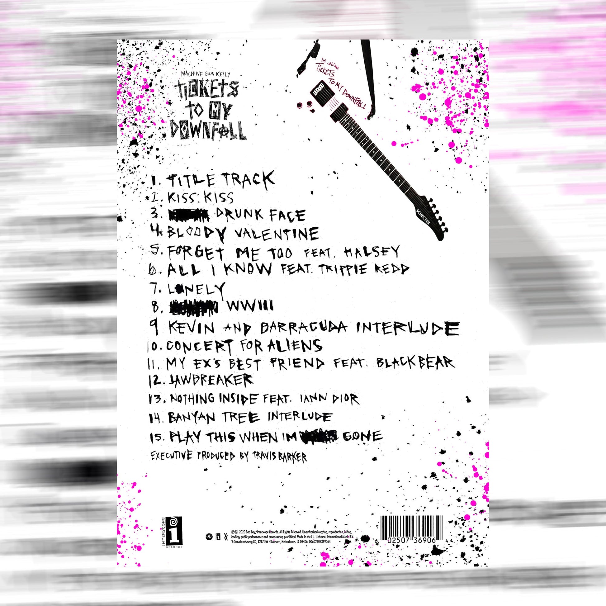 Machine Gun Kelly Tickets To My Downfall Tracklist Poster - rsdesignstudio