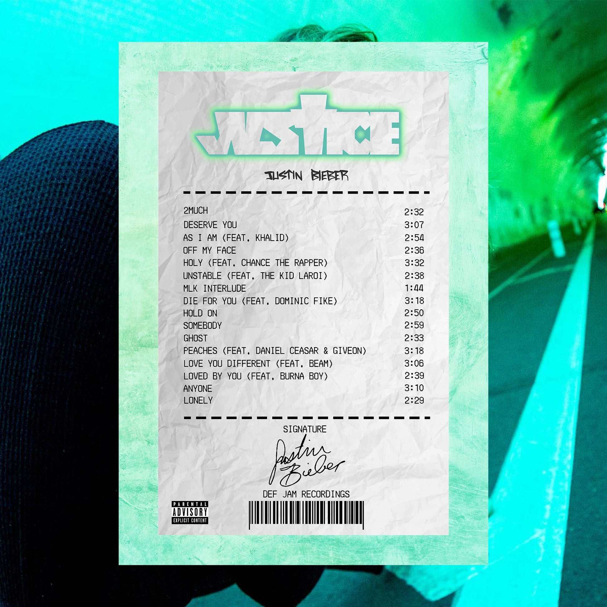 Justin Bieber Justice Receipt Poster - rsdesignstudio