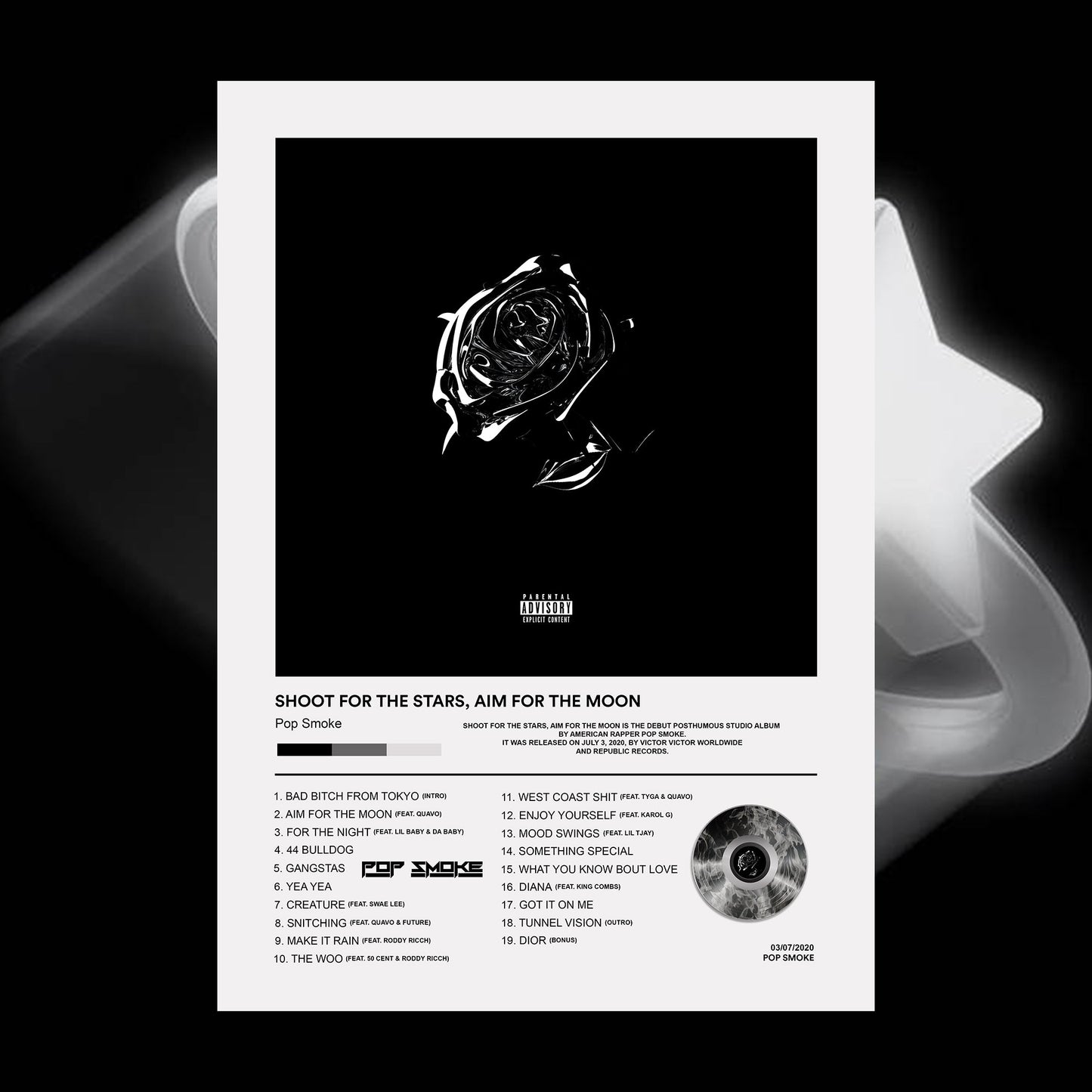 Pop Smoke Shoot For The Stars Album Poster - rsdesignstudio