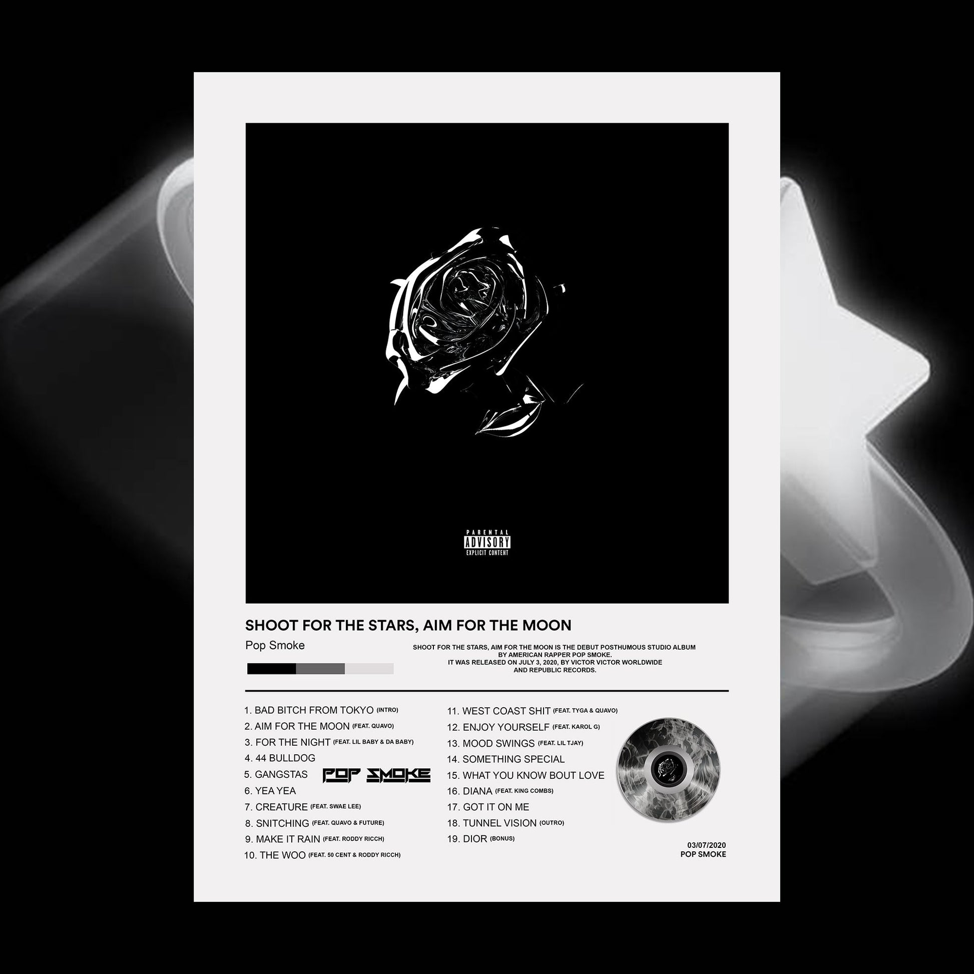 Pop Smoke Shoot For The Stars Album Poster - rsdesignstudio