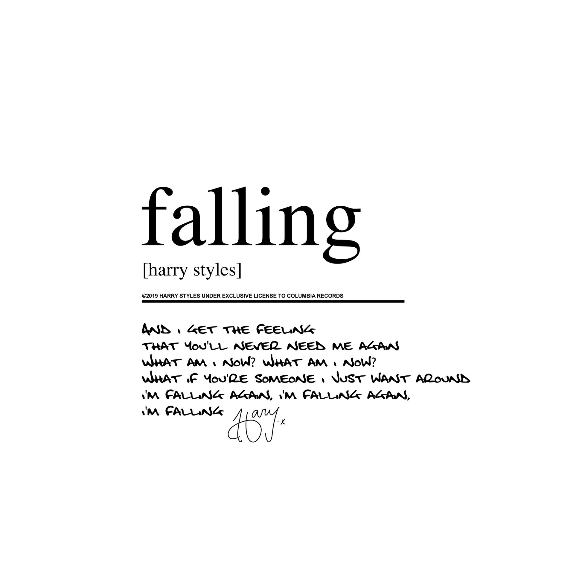 Harry Styles Falling Lyric Poster - rsdesignstudio