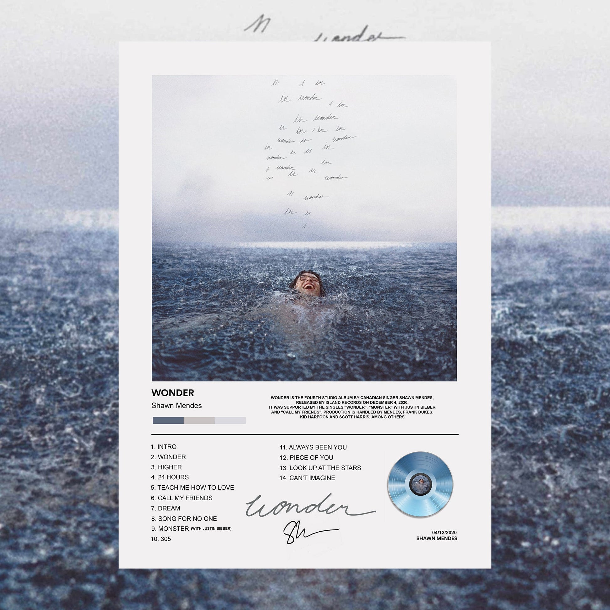 Shawn Mendes Wonder Album Poster - rsdesignstudio