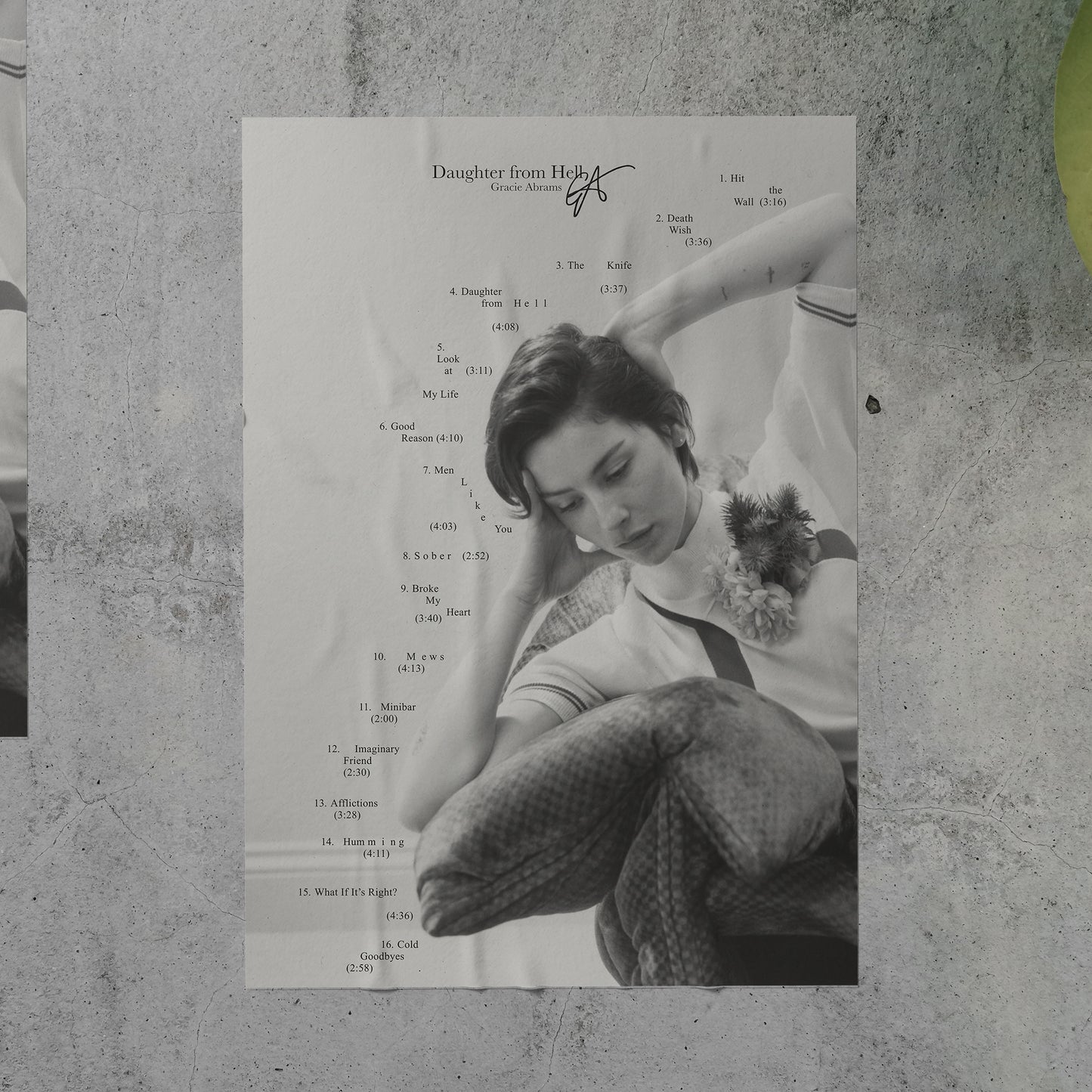 Gracie Abrams DAUGHTER FROM HELL Tracklist Poster