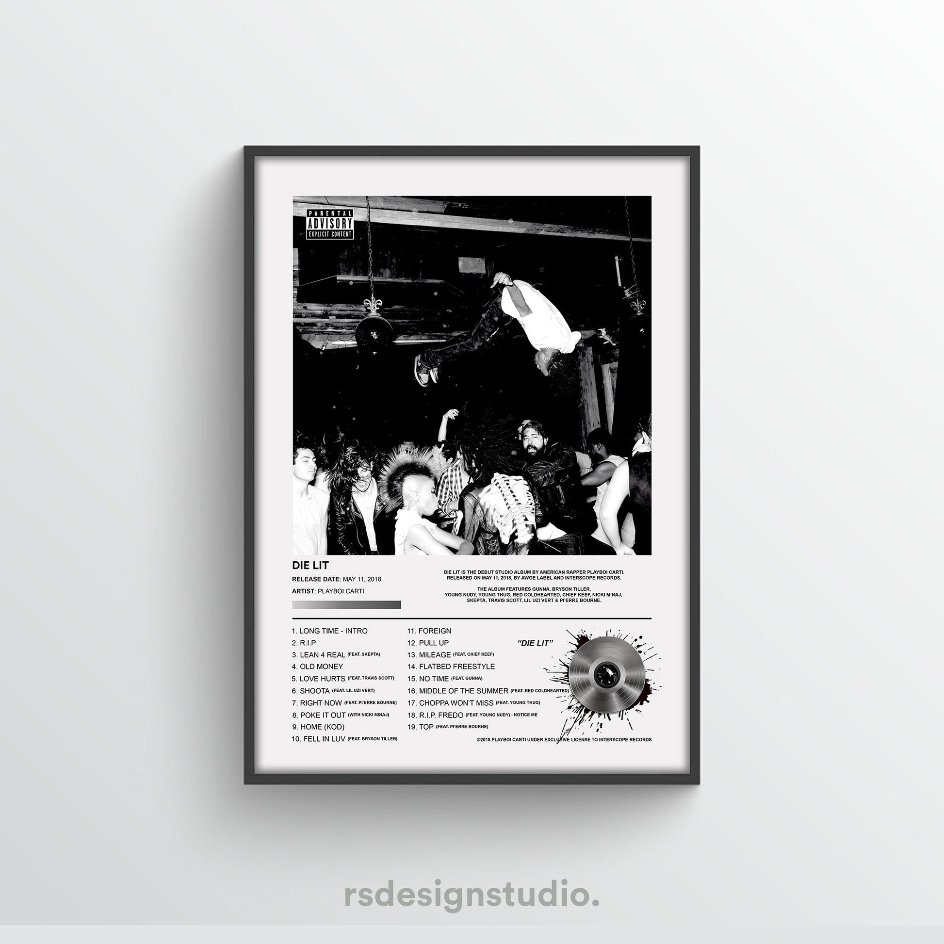 Playboi Carti DIE LIT Album Poster - rsdesignstudio