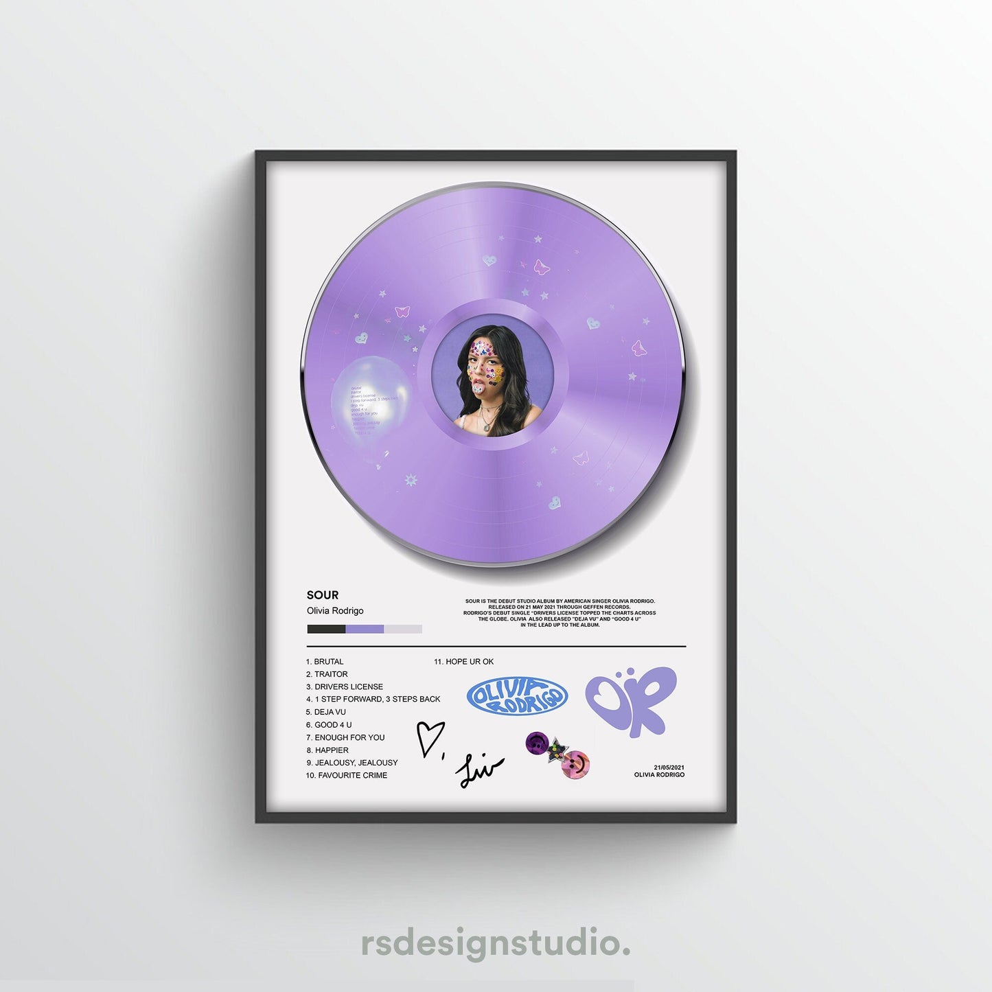 Olivia Rodrigo SOUR Vinyl Poster - rsdesignstudio