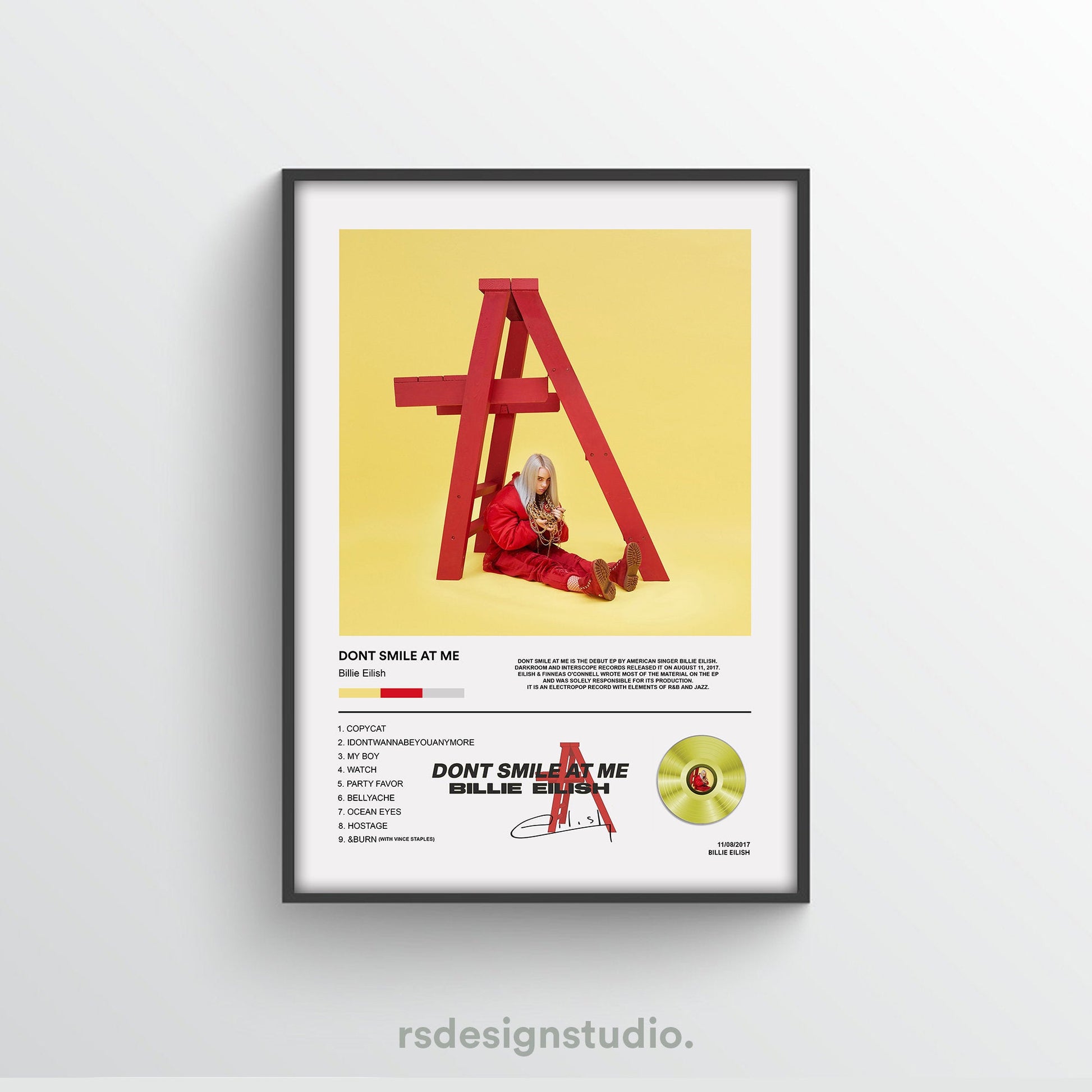 Billie Eilish Don't Smile At Me Album Poster - rsdesignstudio