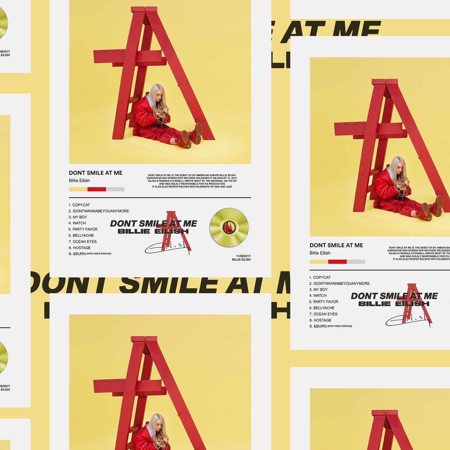 Billie Eilish Don't Smile At Me Album Poster - rsdesignstudio