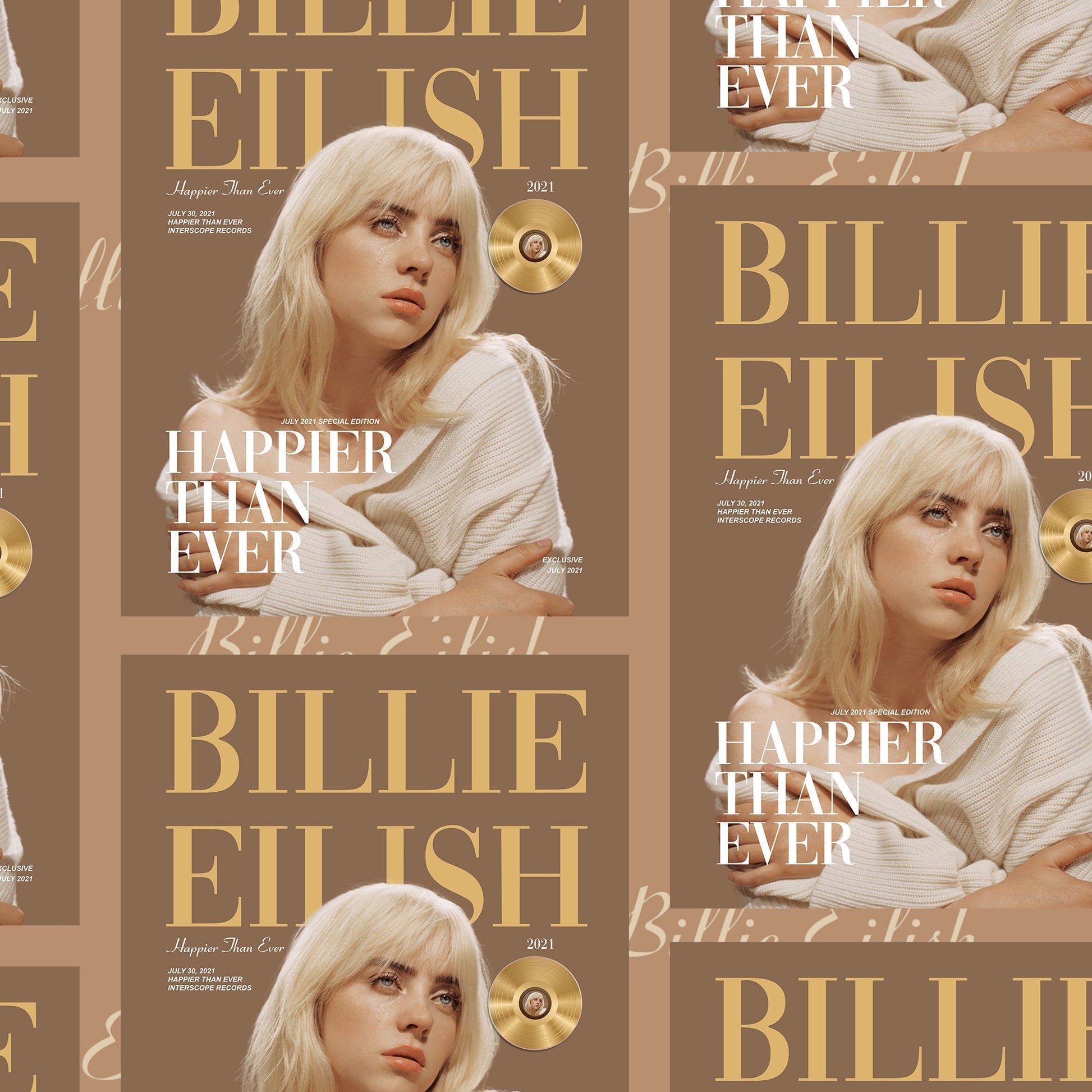 Billie Eilish Happier Than Ever Album Magazine Poster - rsdesignstudio