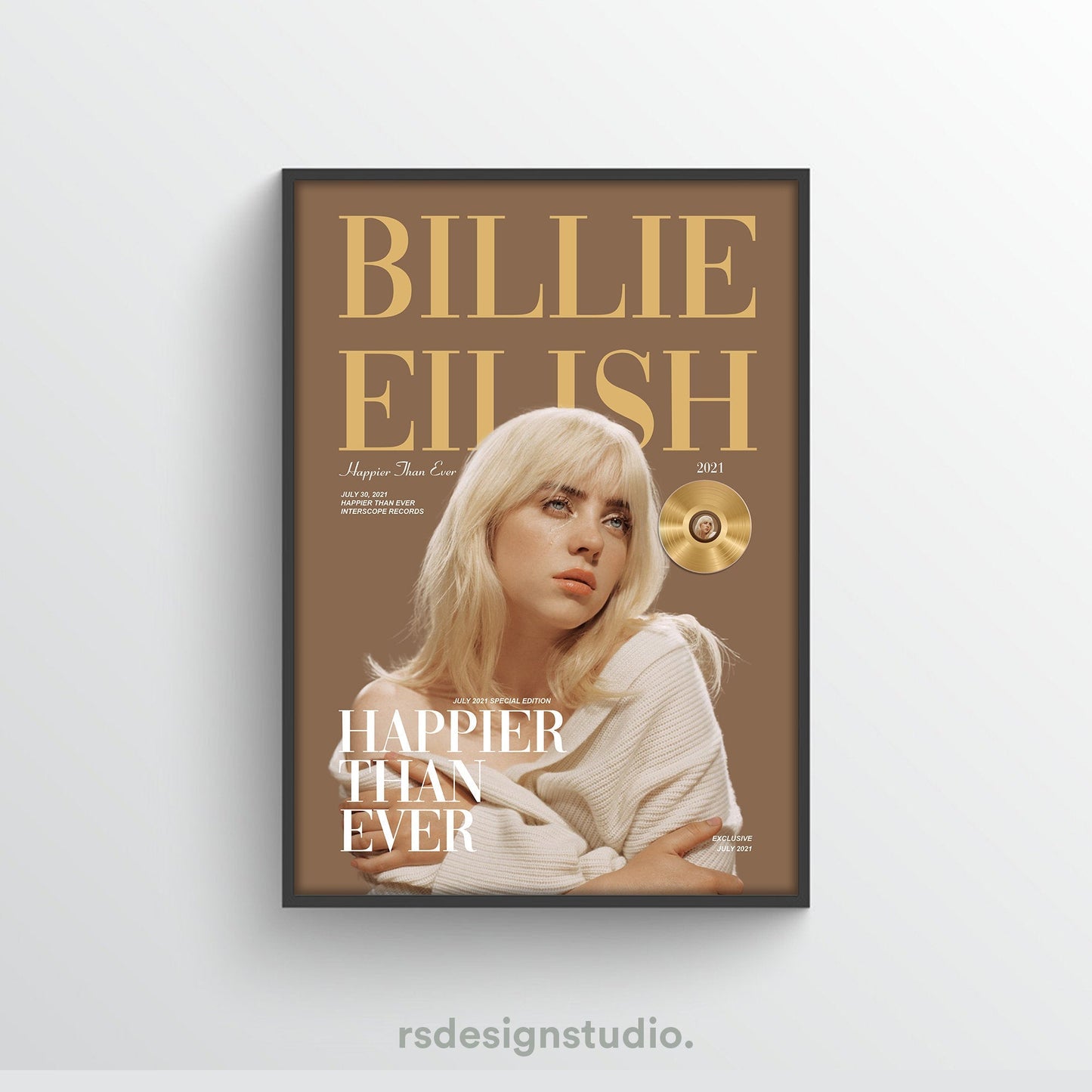 Billie Eilish Happier Than Ever Album Magazine Poster - rsdesignstudio