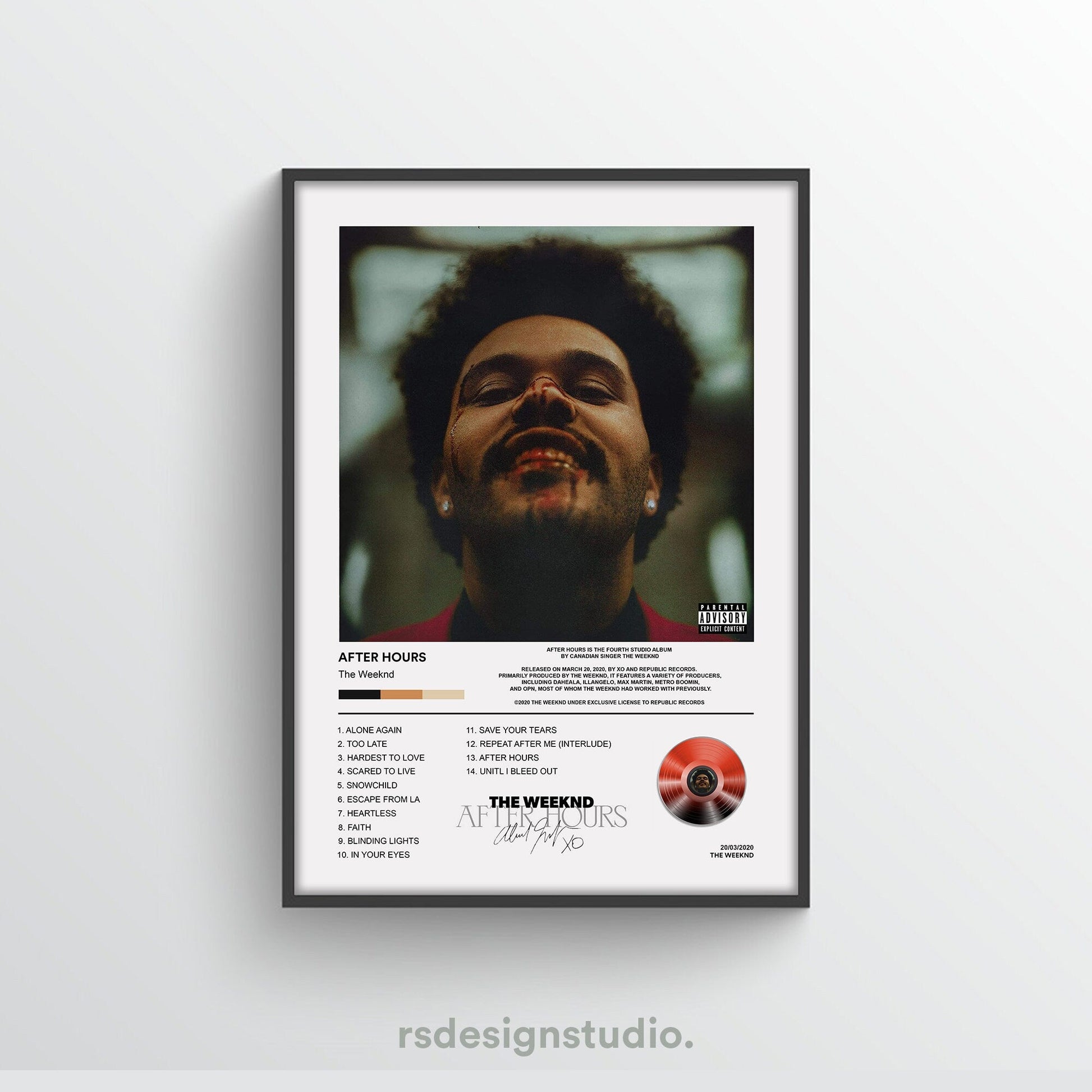 The Weeknd After Hours Album Poster - rsdesignstudio