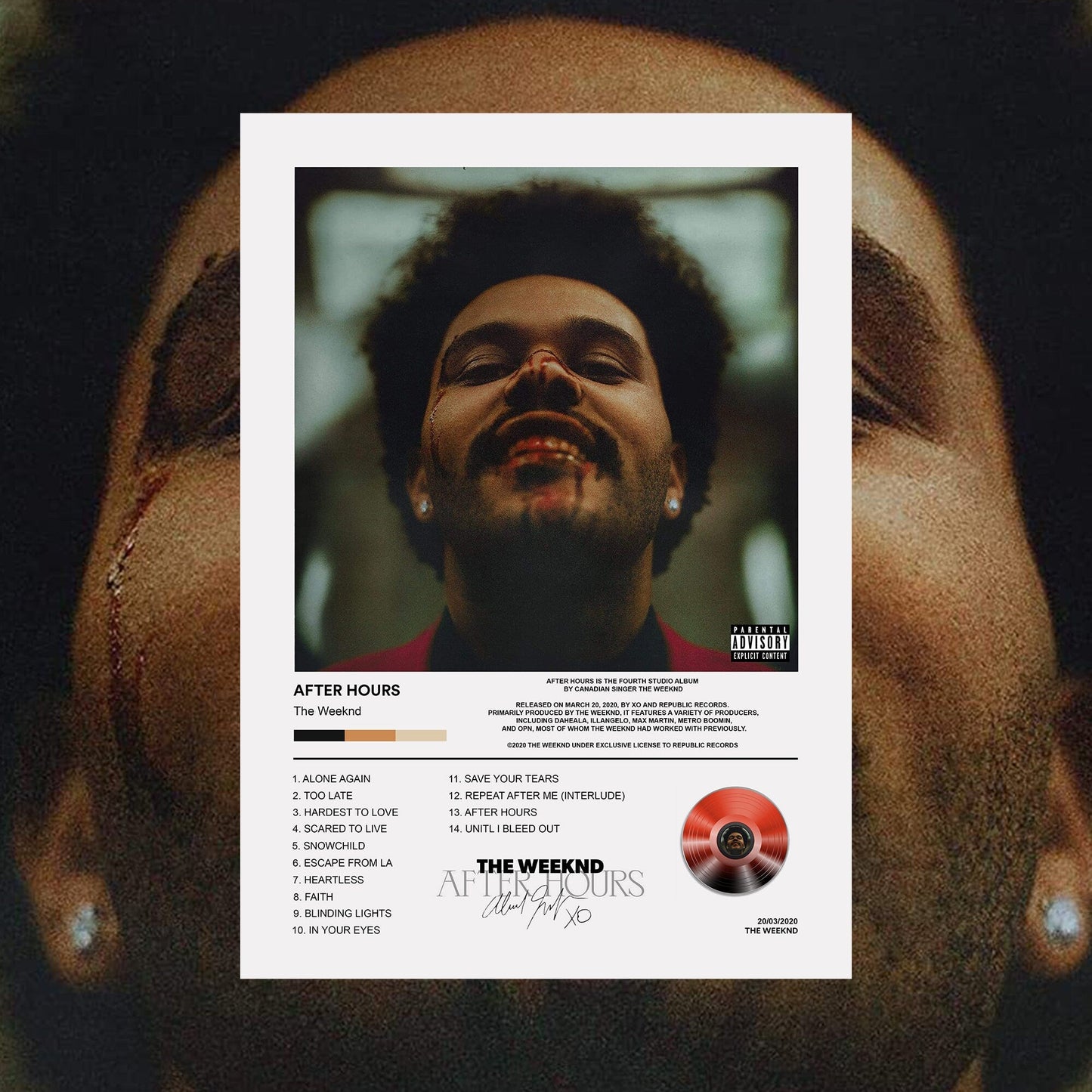 The Weeknd After Hours Album Poster - rsdesignstudio