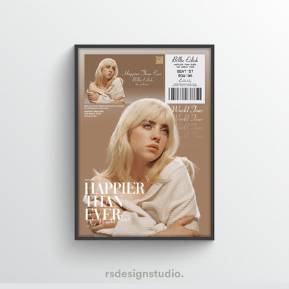 Billie Eilish Happier Than Ever Tour Ticket Poster - rsdesignstudio