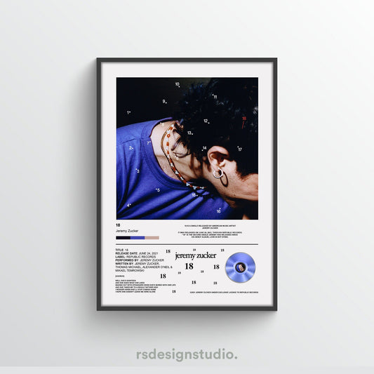 Jeremy Zucker 18 Song Poster - rsdesignstudio