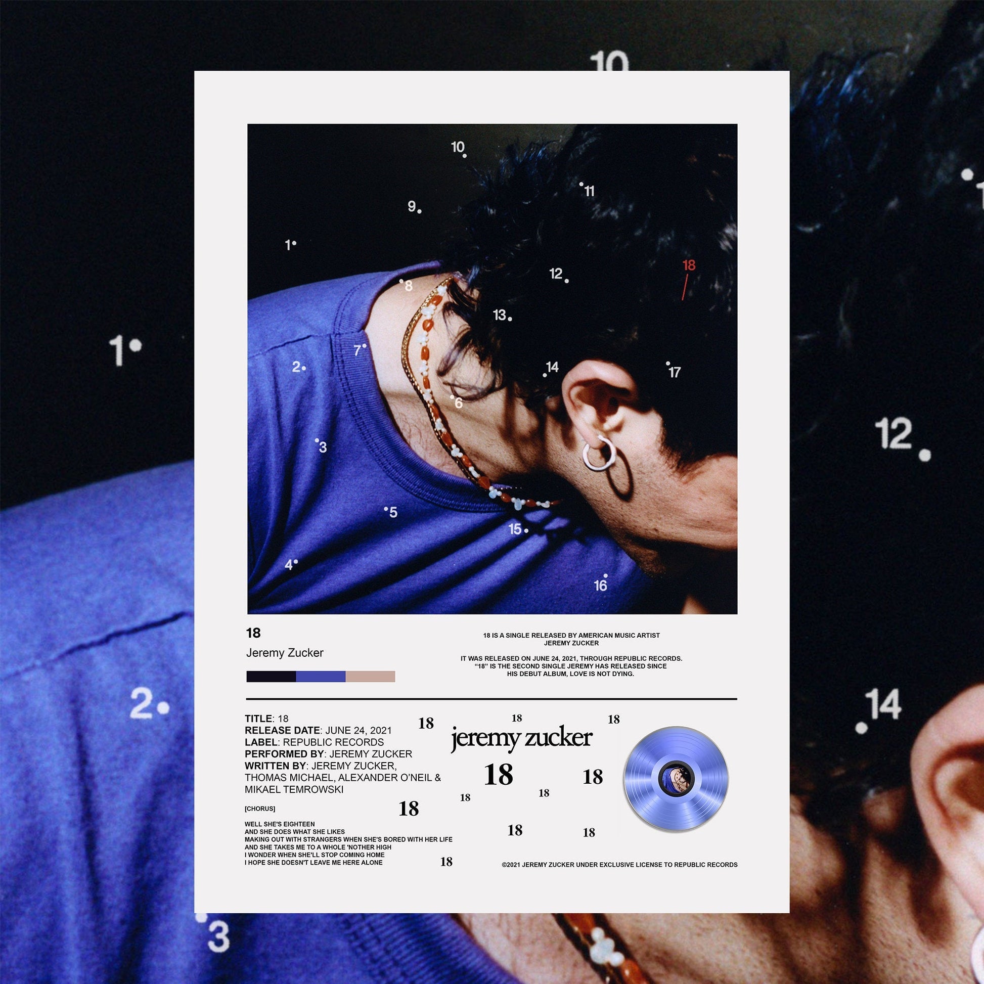 Jeremy Zucker 18 Song Poster - rsdesignstudio