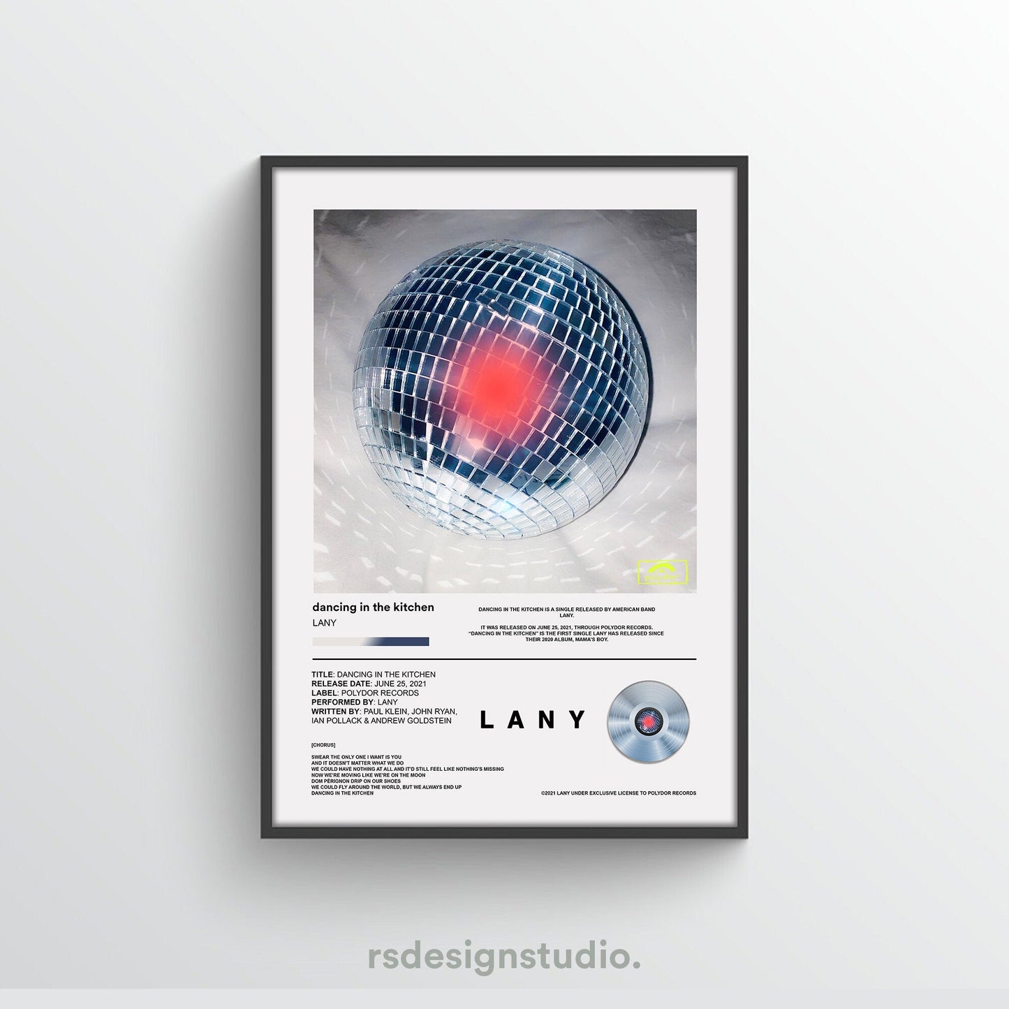 LANY Dancing In The Kitchen Song Poster - rsdesignstudio