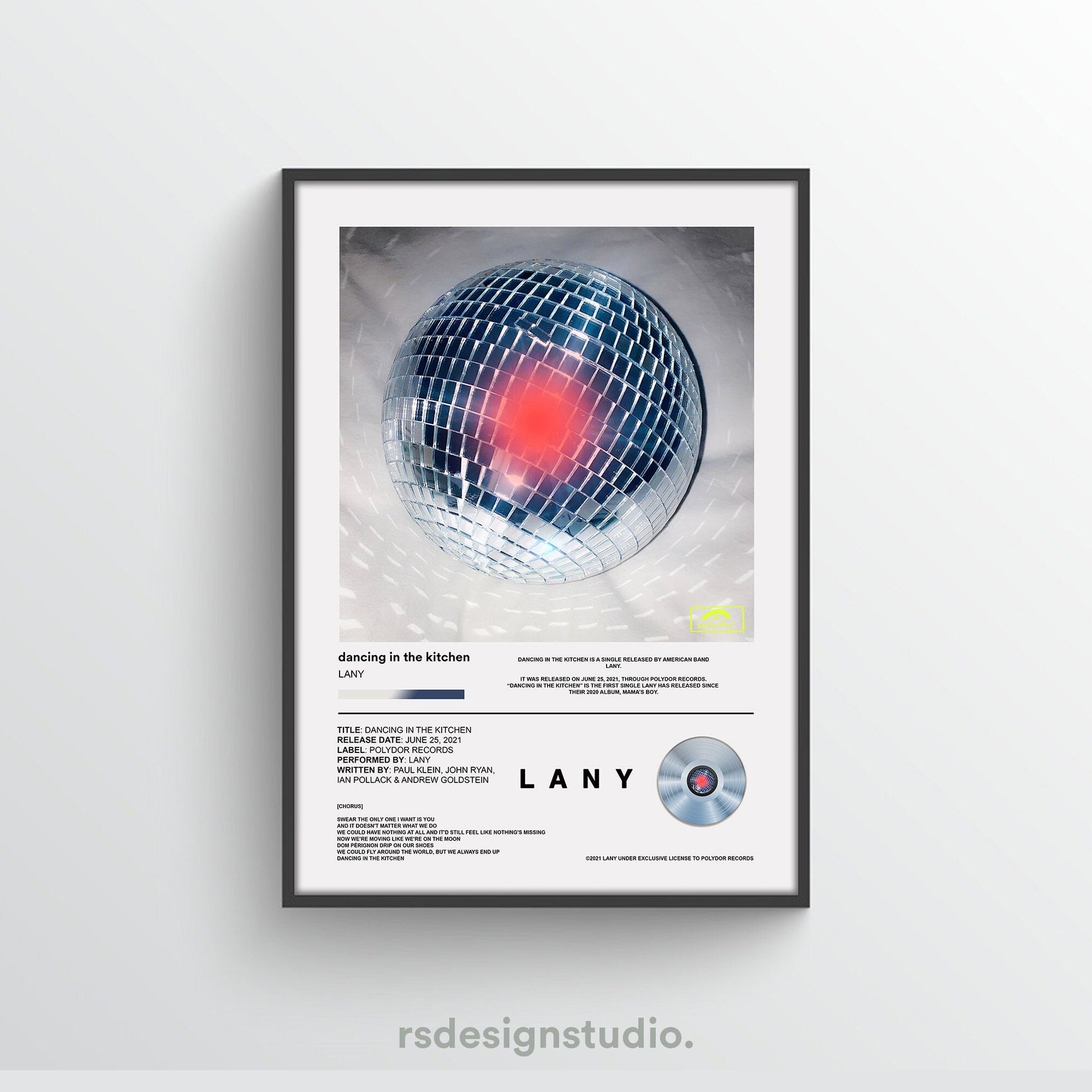 LANY Dancing In The Kitchen Song Poster - rsdesignstudio