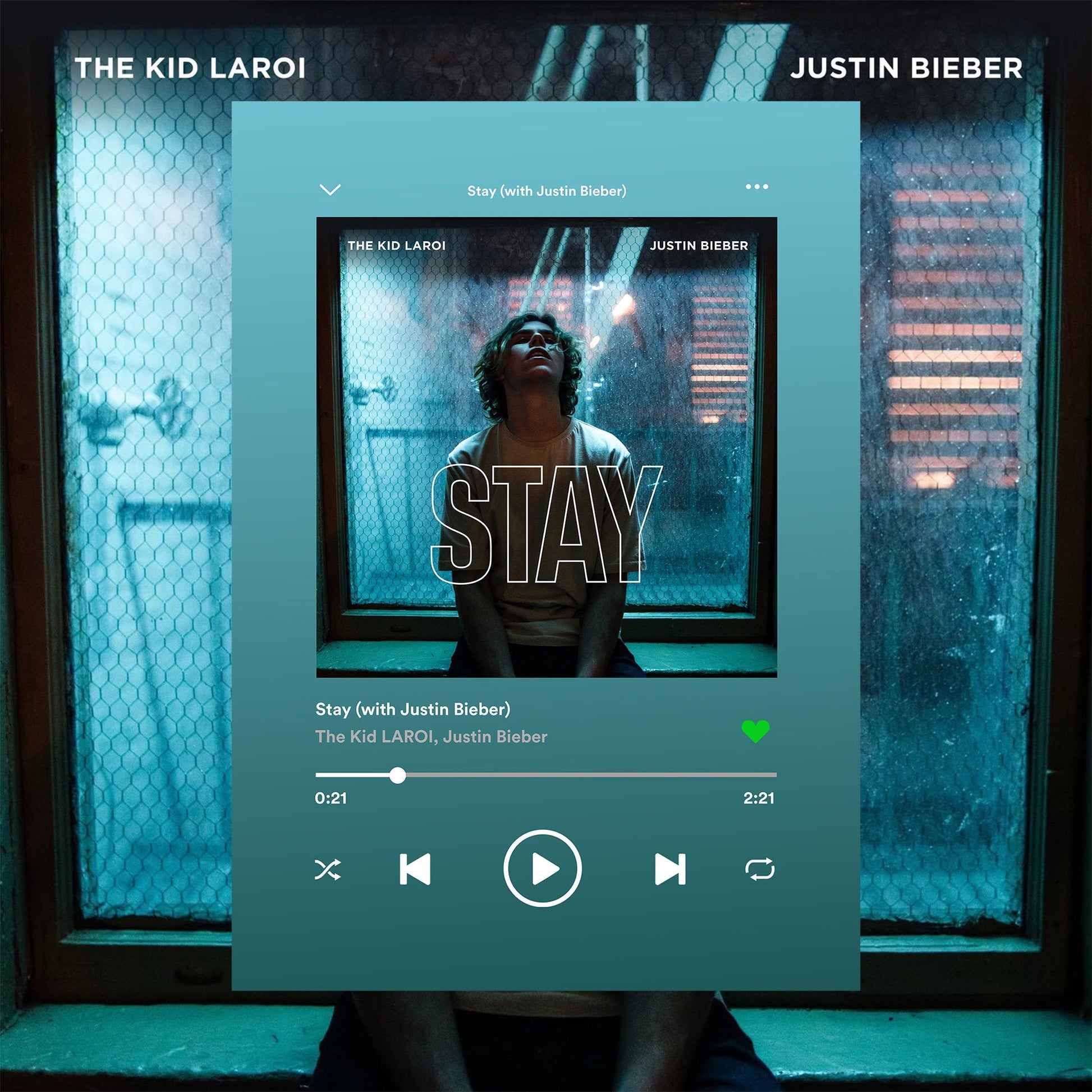 The Kid LAROI, Justin Bieber Stay Spotify Poster - rsdesignstudio