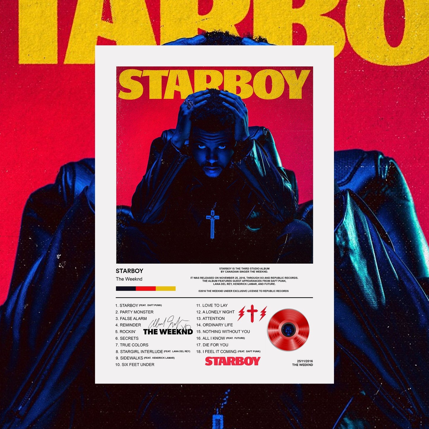 The Weeknd STARBOY Album Poster - rsdesignstudio