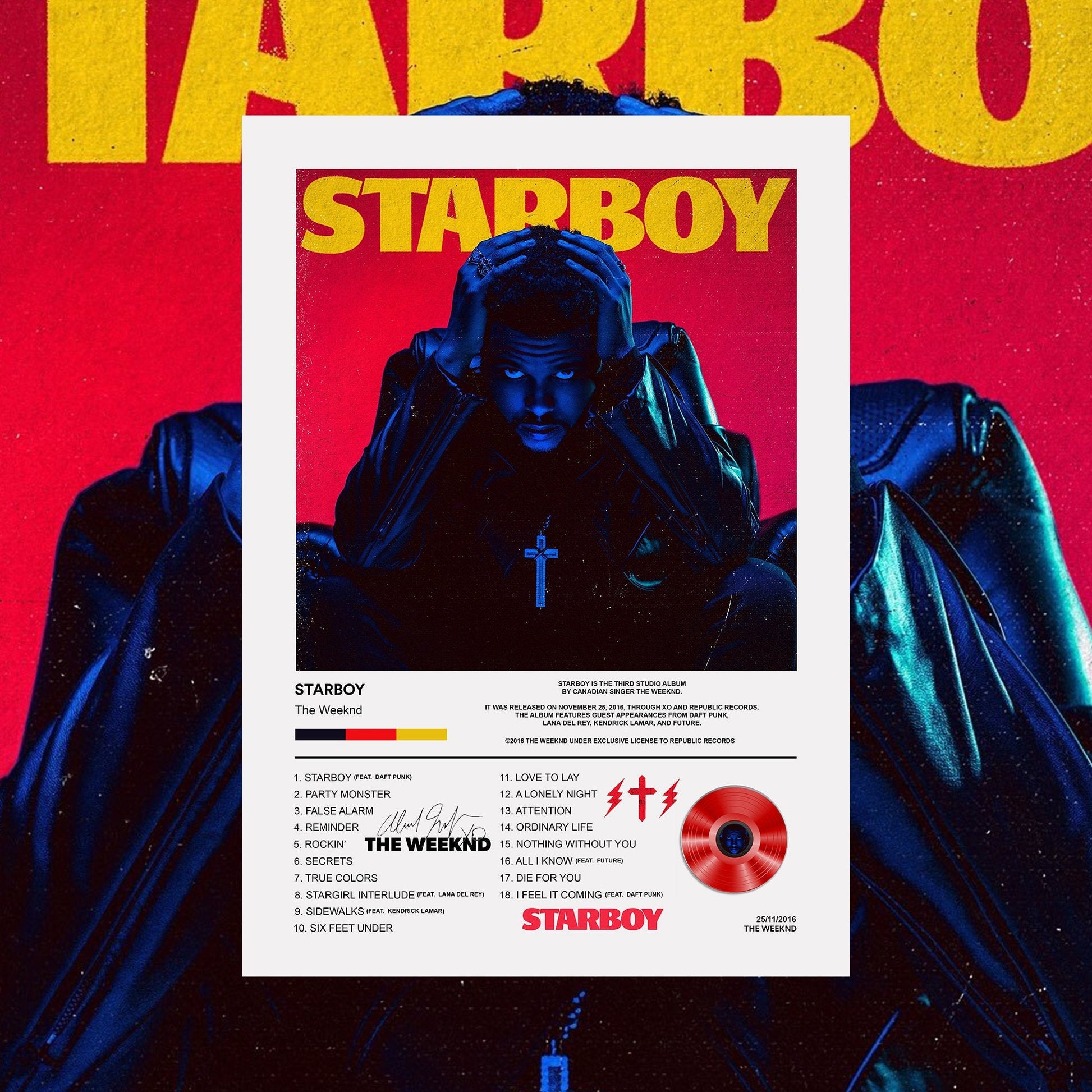 The Weeknd STARBOY Album Poster - rsdesignstudio