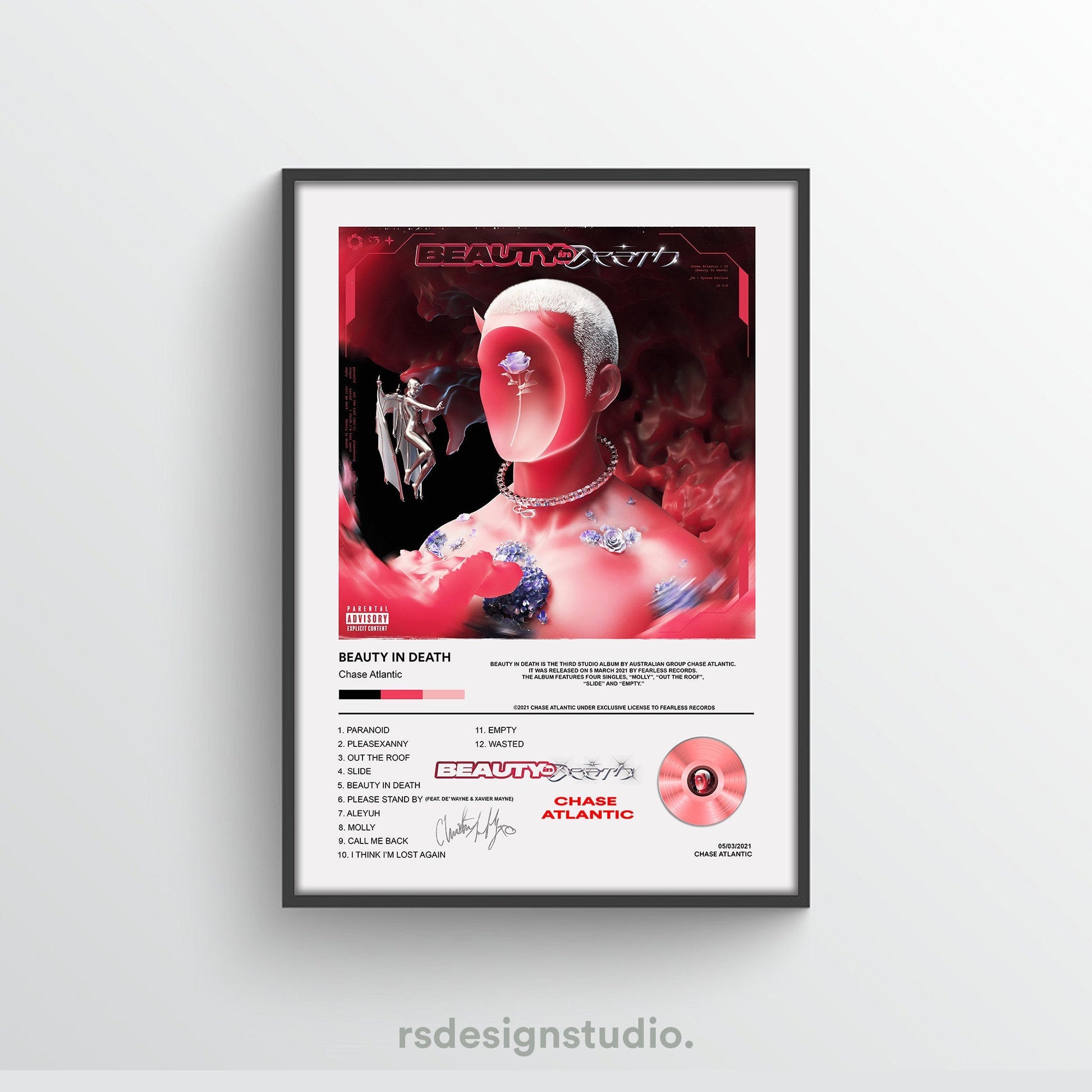 Chase Atlantic Beauty In Death Album Poster - rsdesignstudio