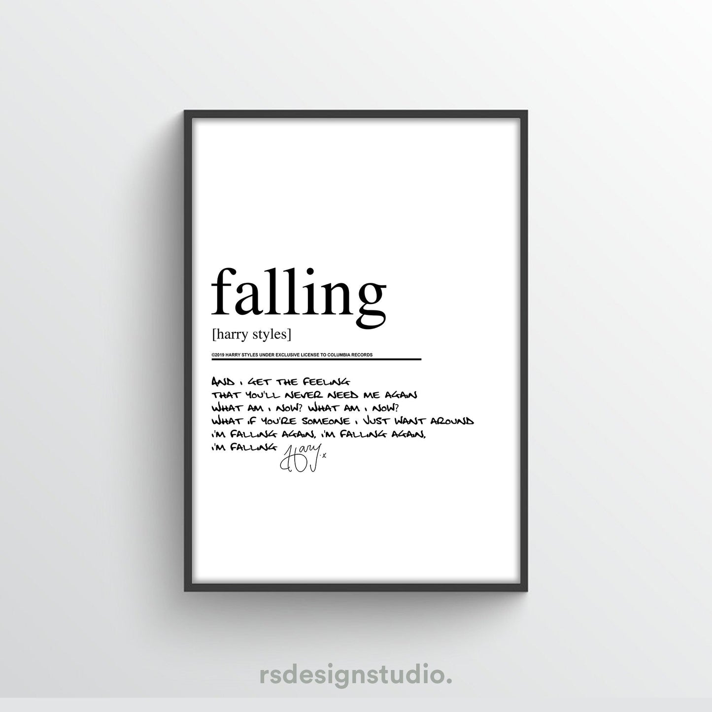 Harry Styles Falling Lyric Poster - rsdesignstudio