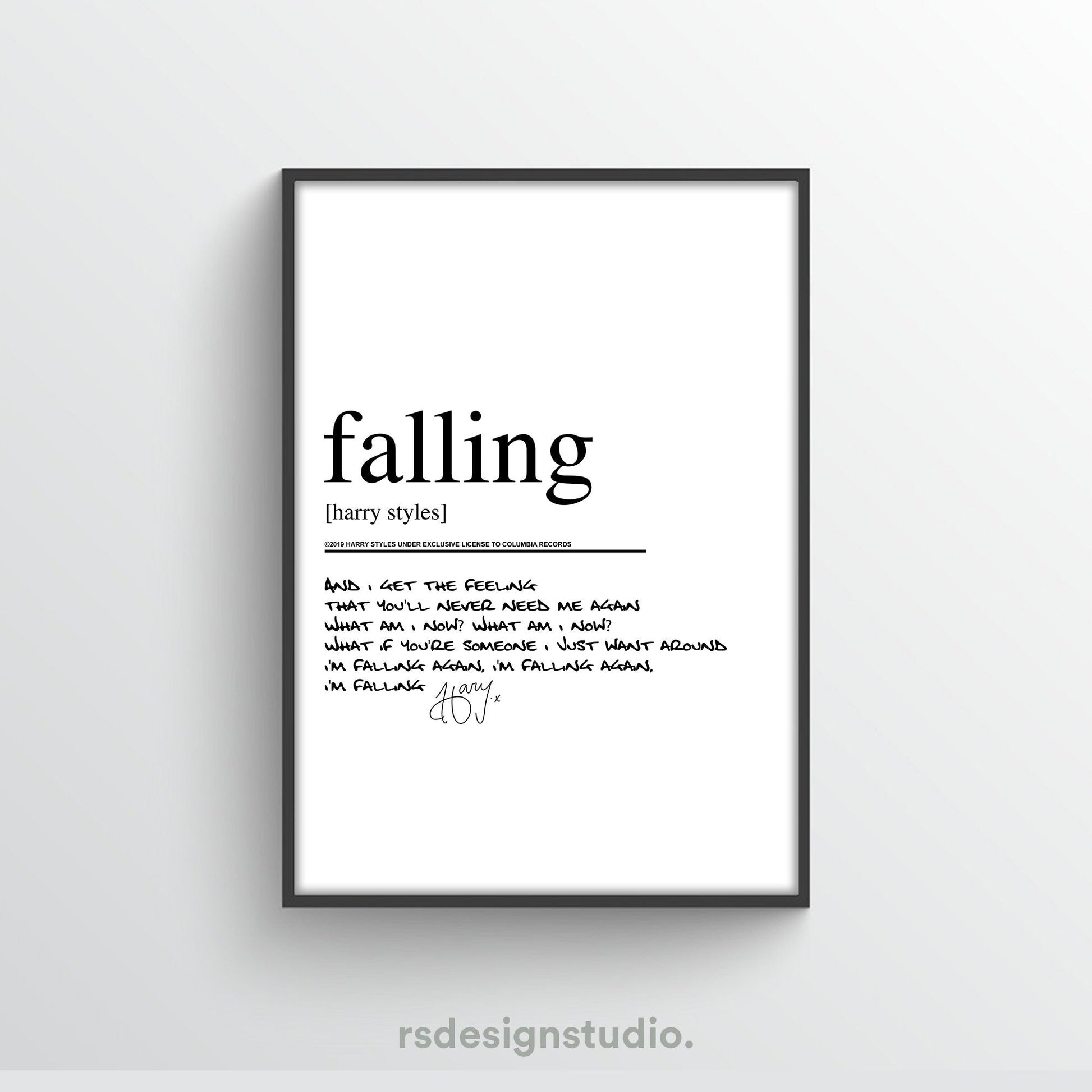 Harry Styles Falling Lyric Poster - rsdesignstudio
