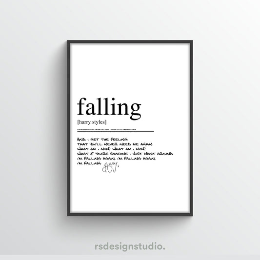 Harry Styles Falling Lyric Poster - rsdesignstudio