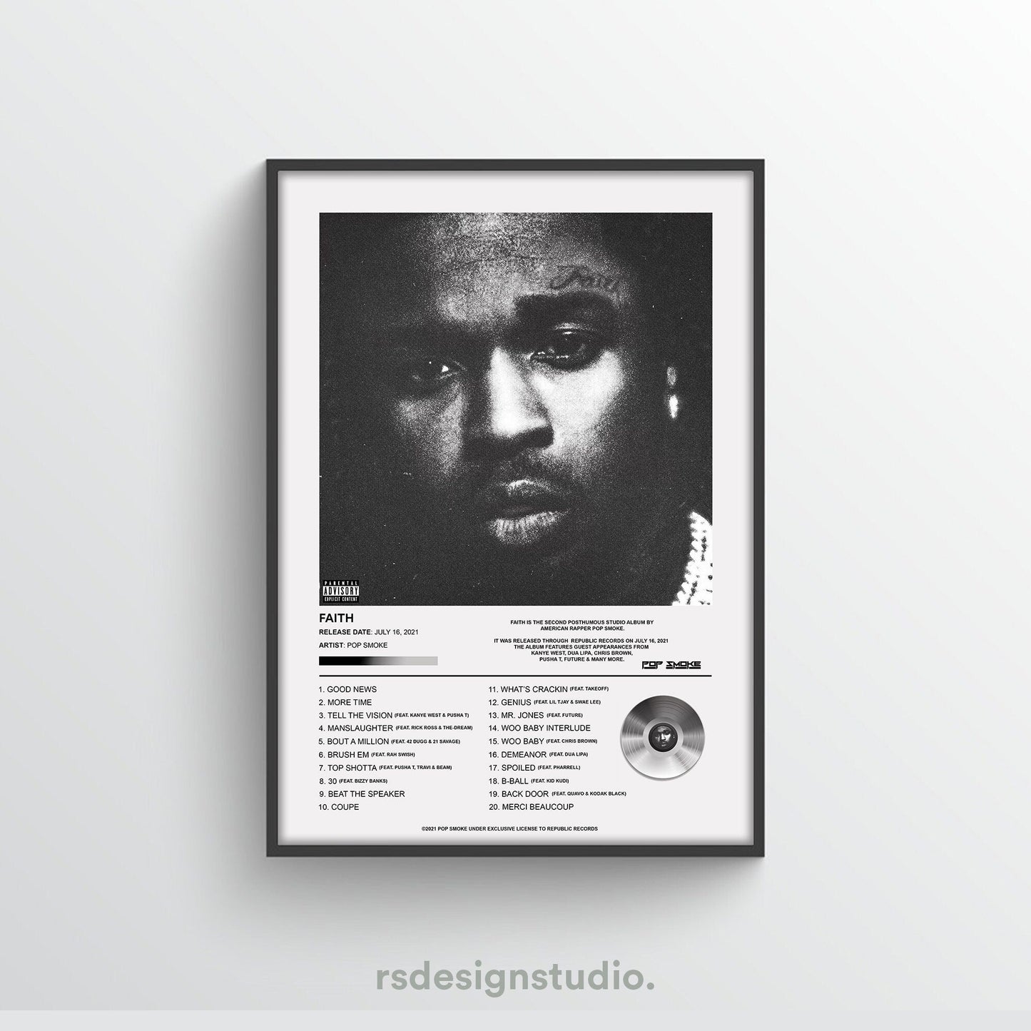 Pop Smoke Faith Album Poster - rsdesignstudio