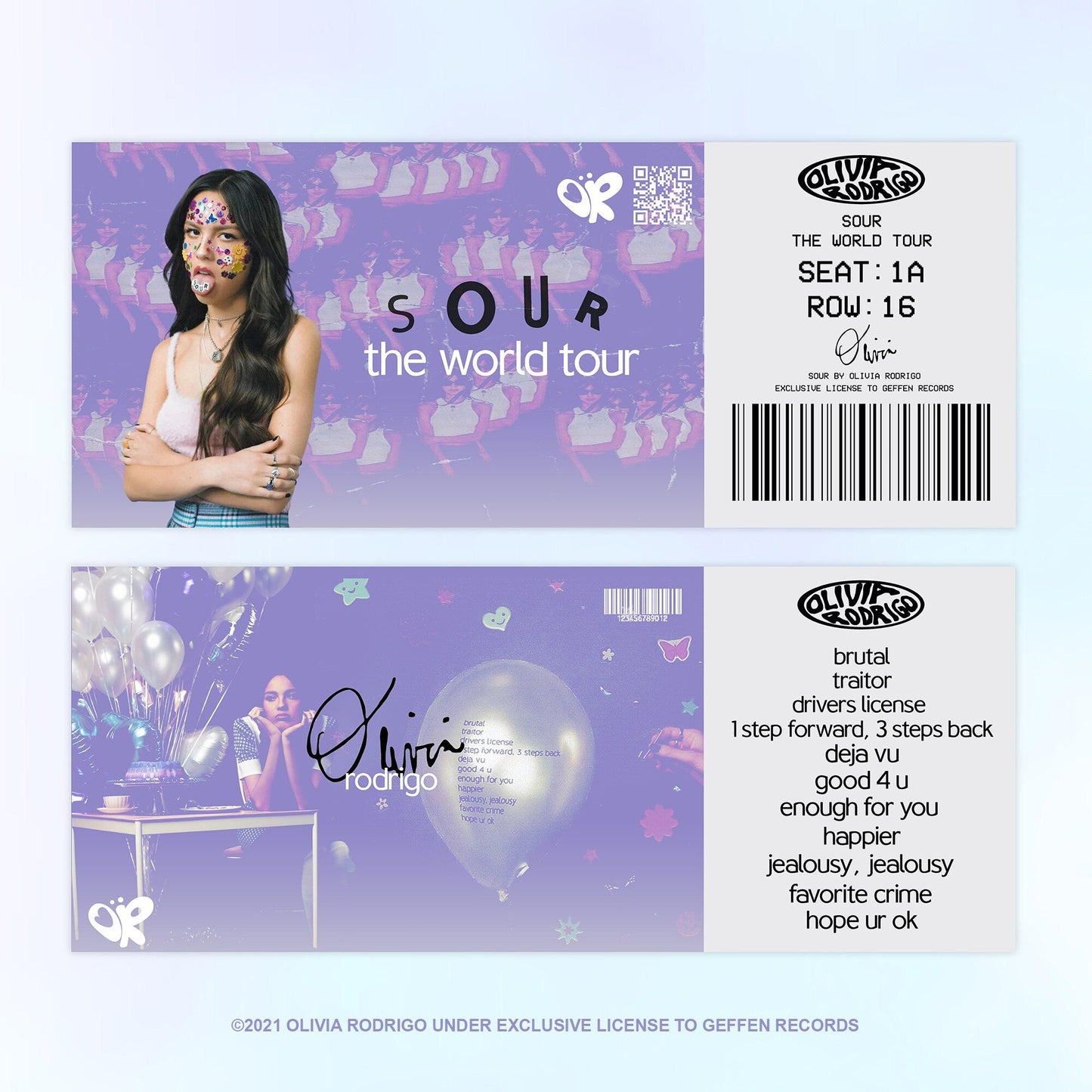 Olivia Rodrigo SOUR Tour Tickets Poster - rsdesignstudio