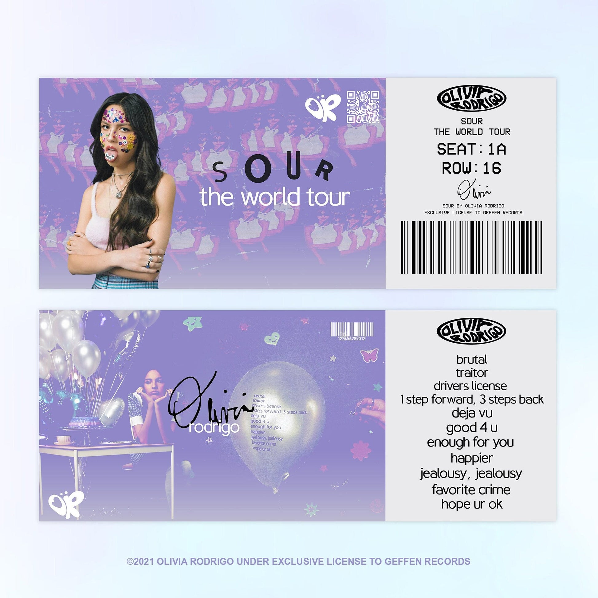 Olivia Rodrigo SOUR Tour Tickets Poster - rsdesignstudio