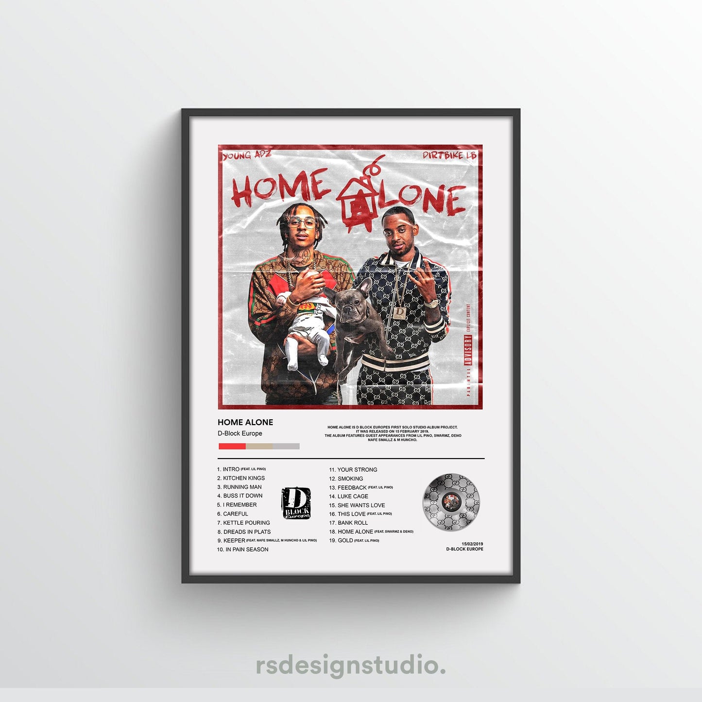 D Block Europe Home Alone Album Poster - rsdesignstudio