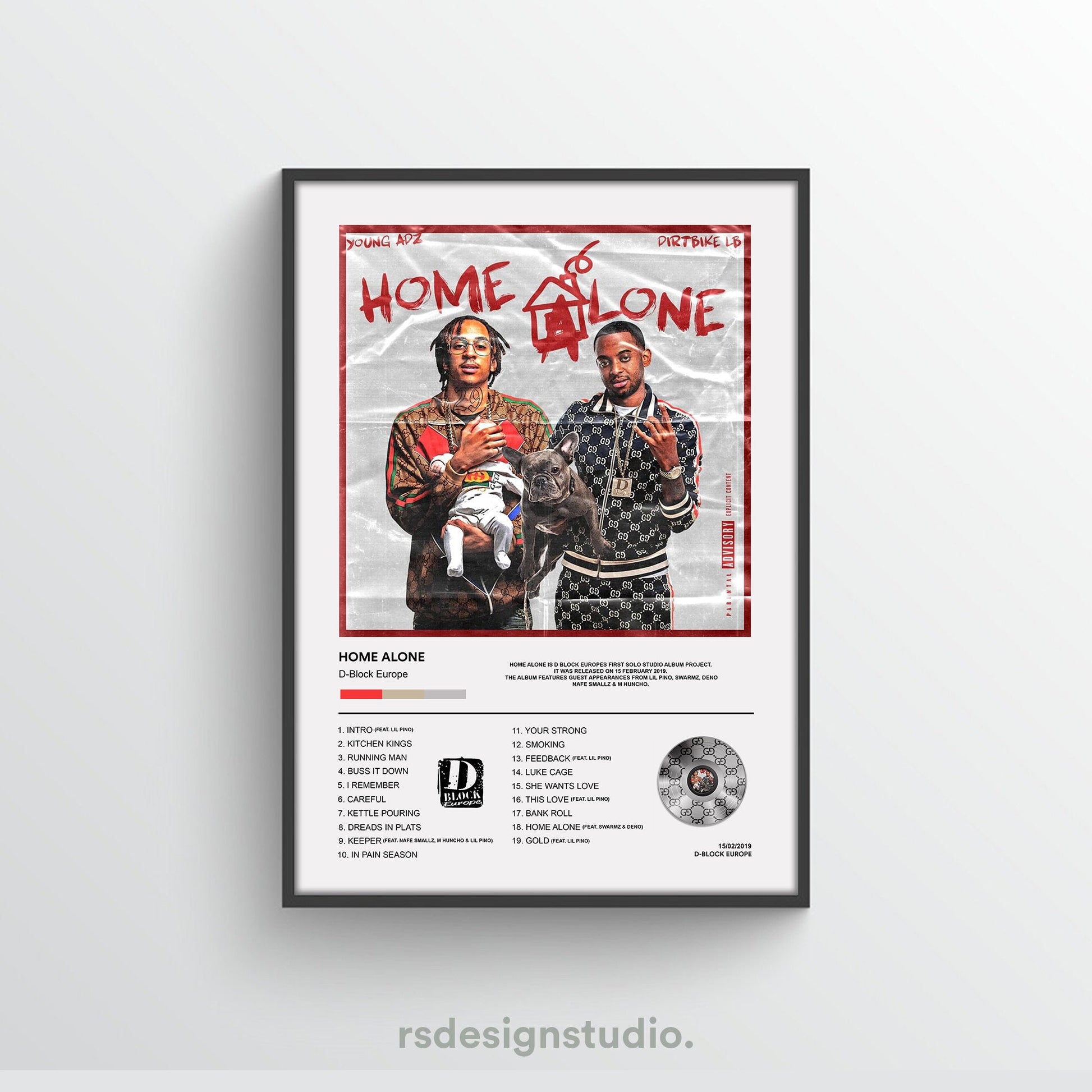 D Block Europe Home Alone Album Poster - rsdesignstudio