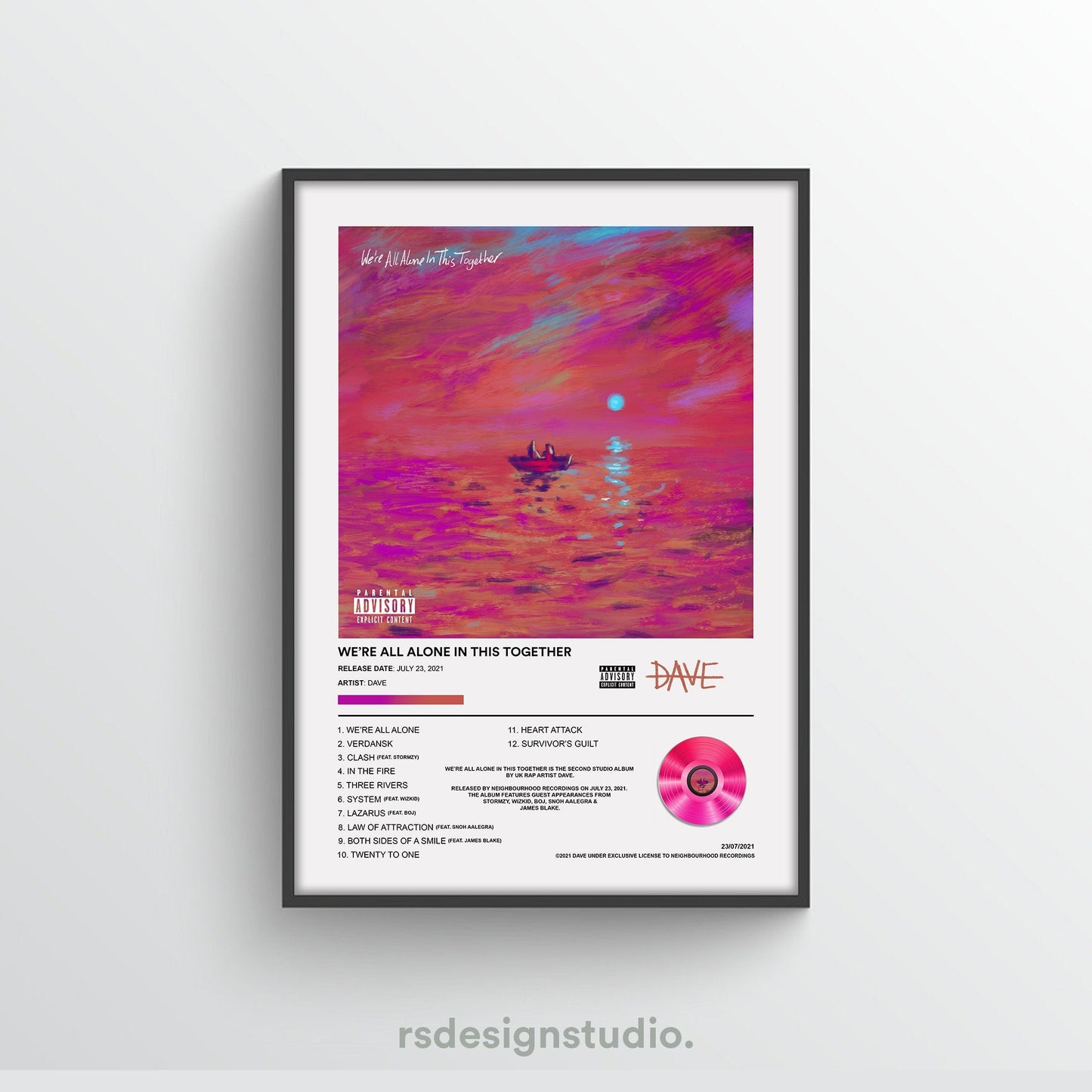 DAVE We're All Alone In This Together Album Poster - rsdesignstudio