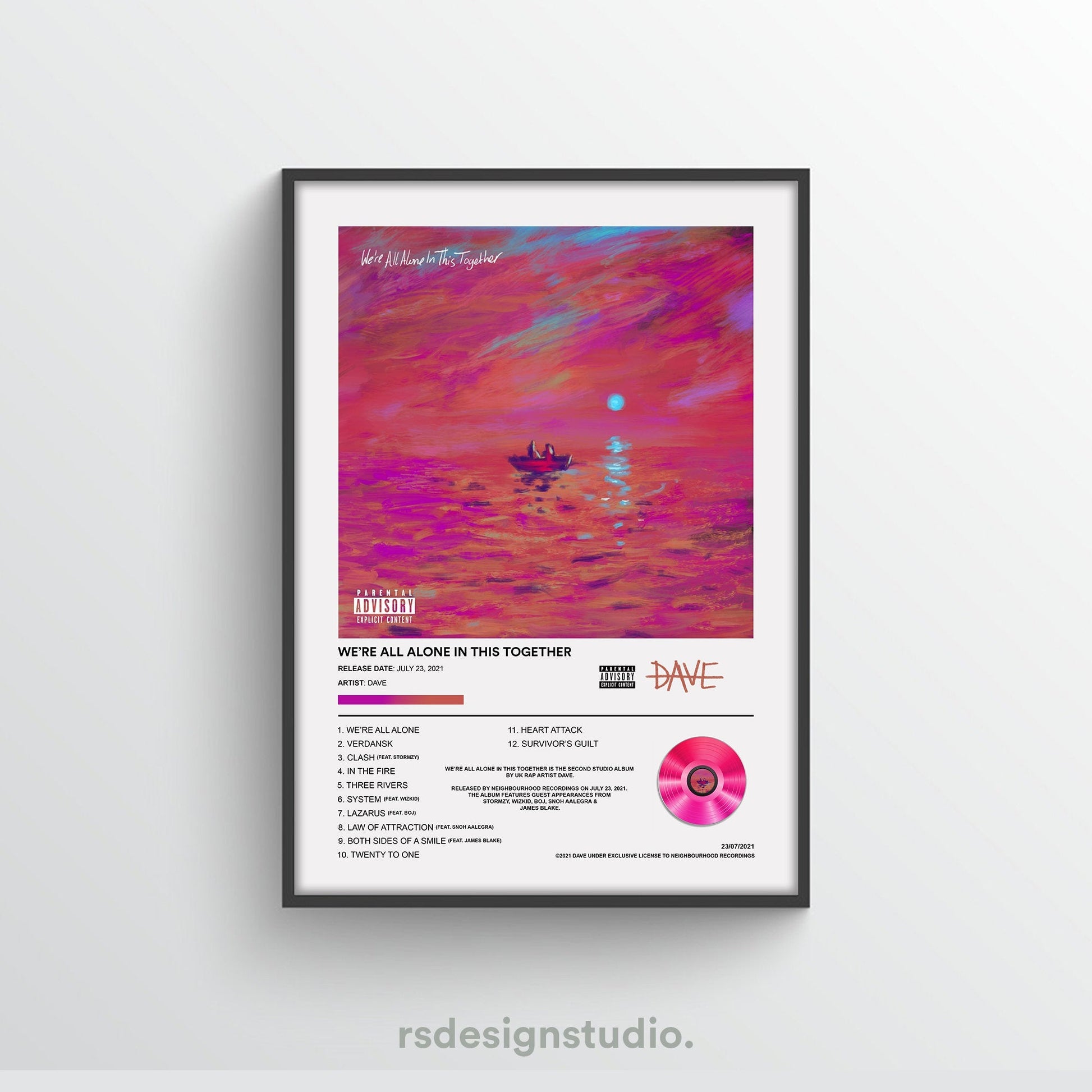 DAVE We're All Alone In This Together Album Poster - rsdesignstudio