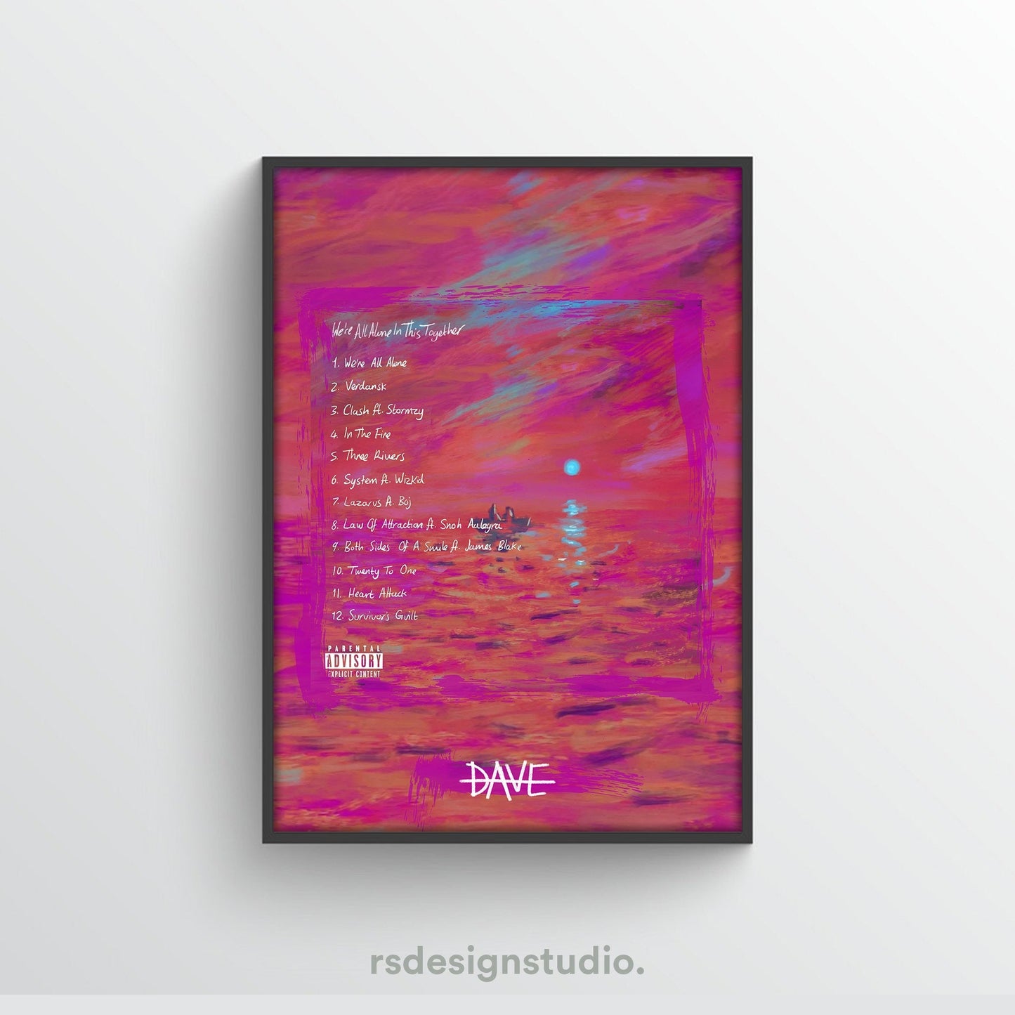 DAVE We're All Alone In This Together Tracklist Poster - rsdesignstudio