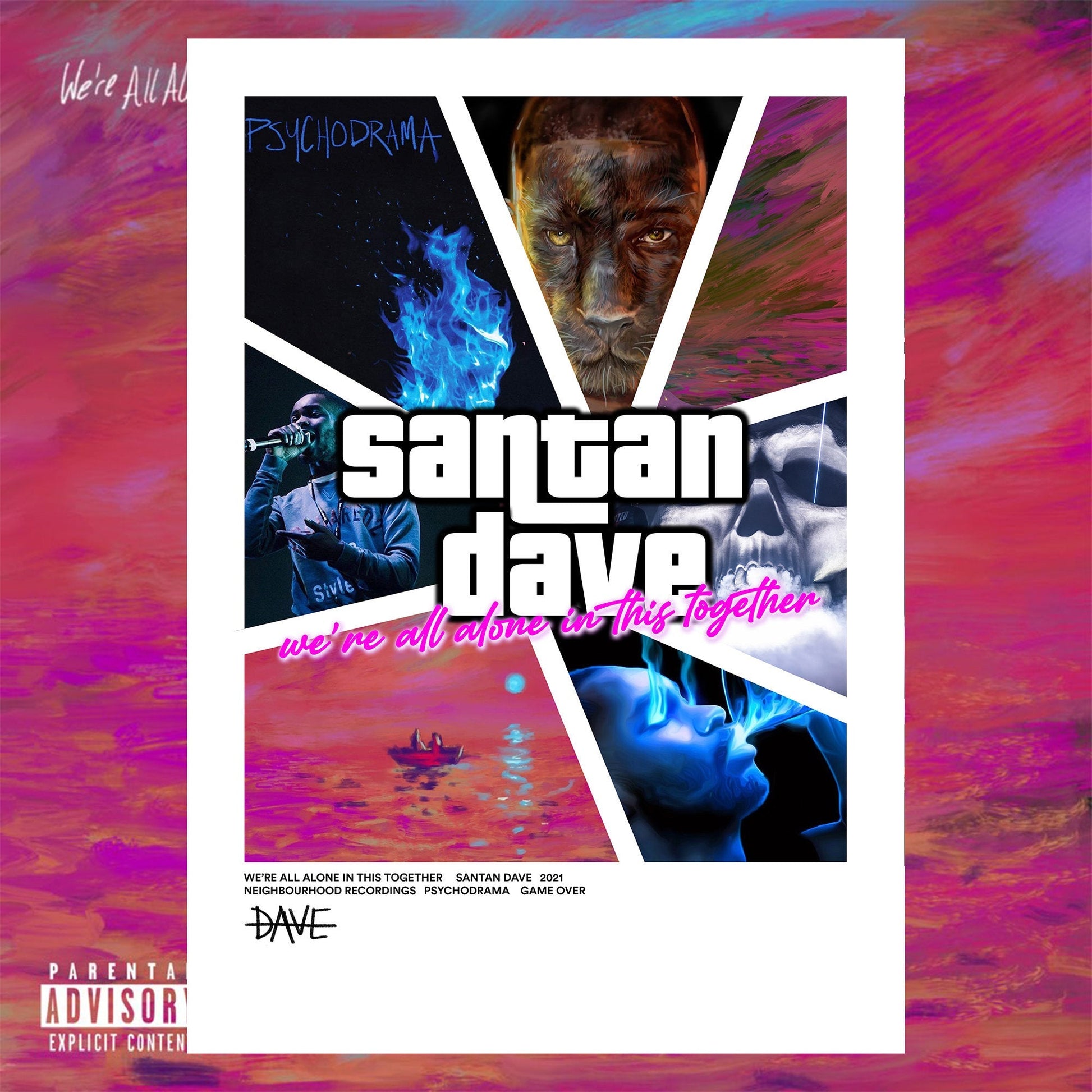 Dave GTA We're All Alone In This Together Album Poster - rsdesignstudio