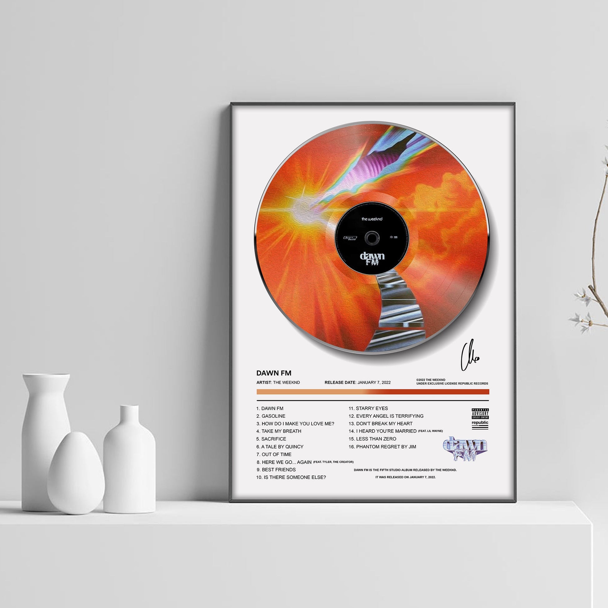 The Weeknd Dawn FM Vinyl Poster - rsdesignstudio