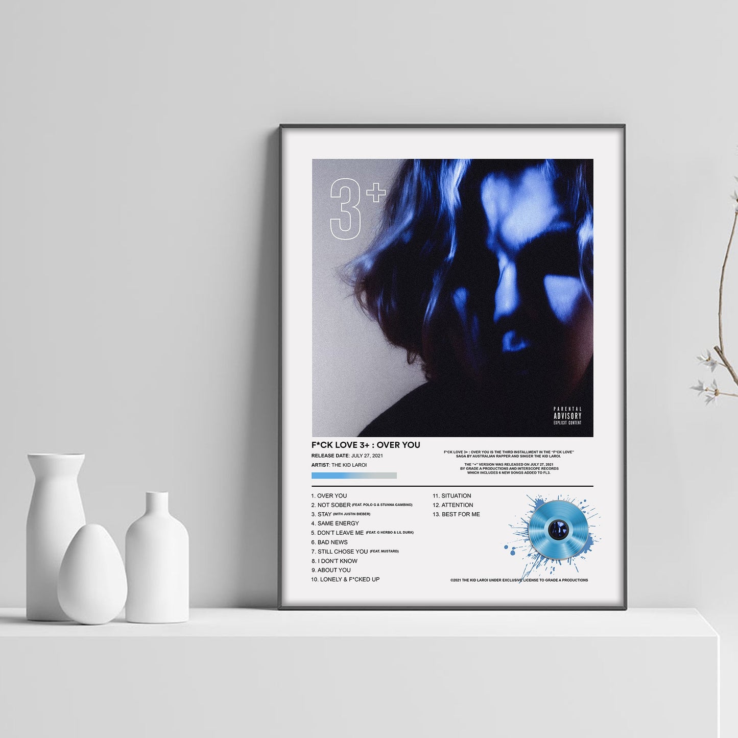 The Kid LAROI F*CK LOVE 3+: OVER YOU Album Poster - rsdesignstudio