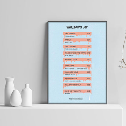 The Chainsmokers World War Joy Tracklist Poster - rsdesignstudio