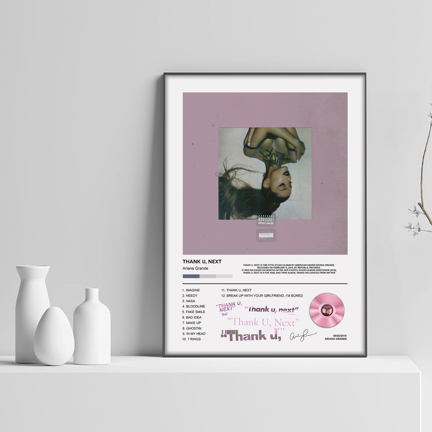 Ariana Grande Thank U, Next Album Poster - rsdesignstudio