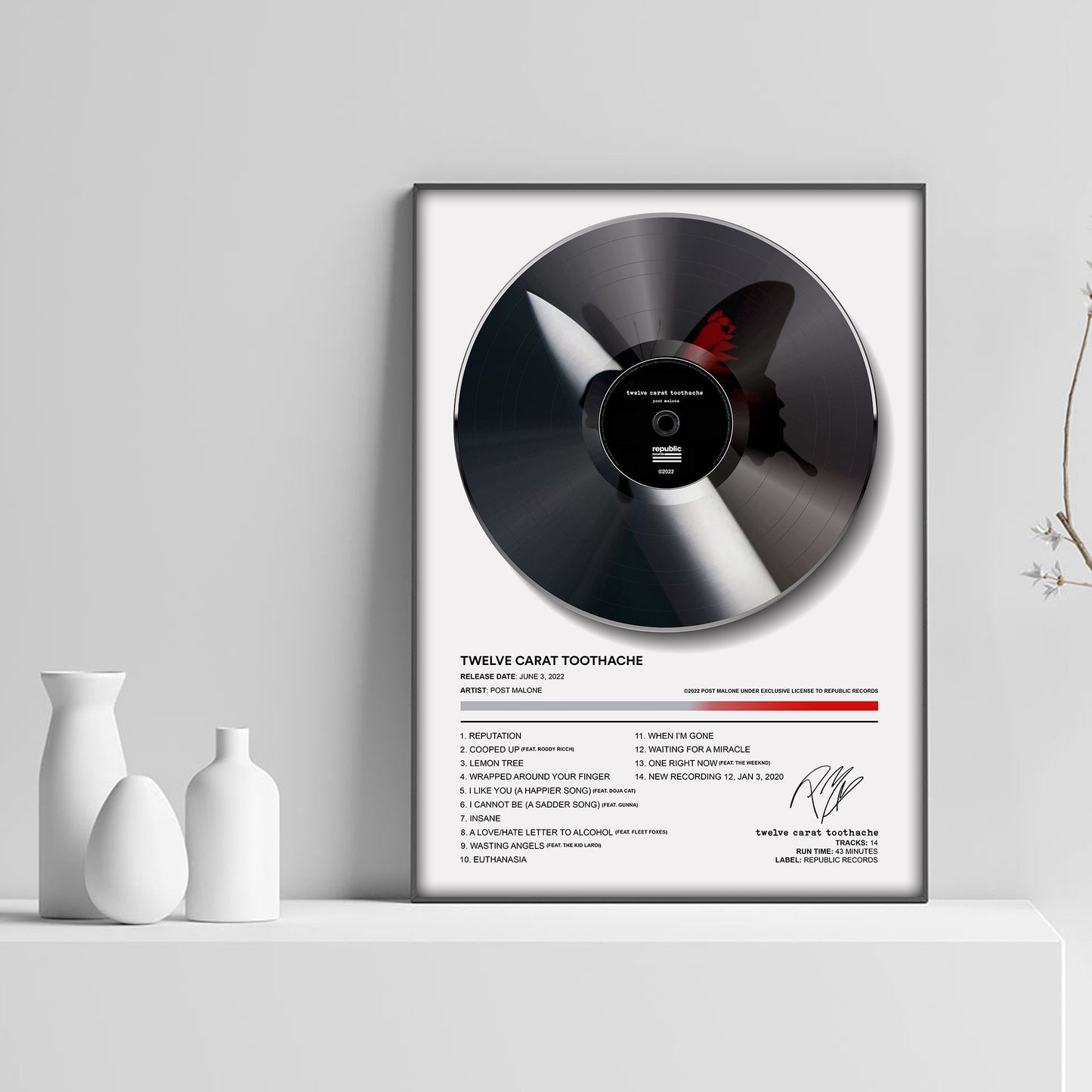 Post Malone Twelve Carat Toothache Vinyl Poster - rsdesignstudio