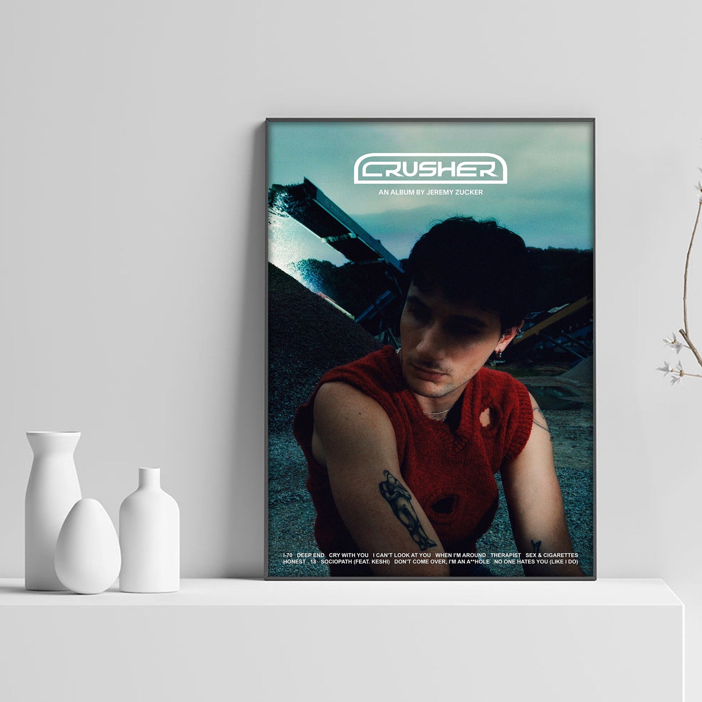 Jeremy Zucker CRUSHER Album Tracklist Poster - rsdesignstudio
